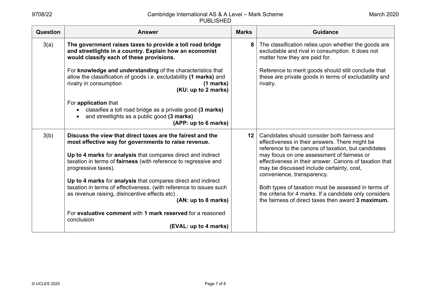Mark scheme, page 7 of 8