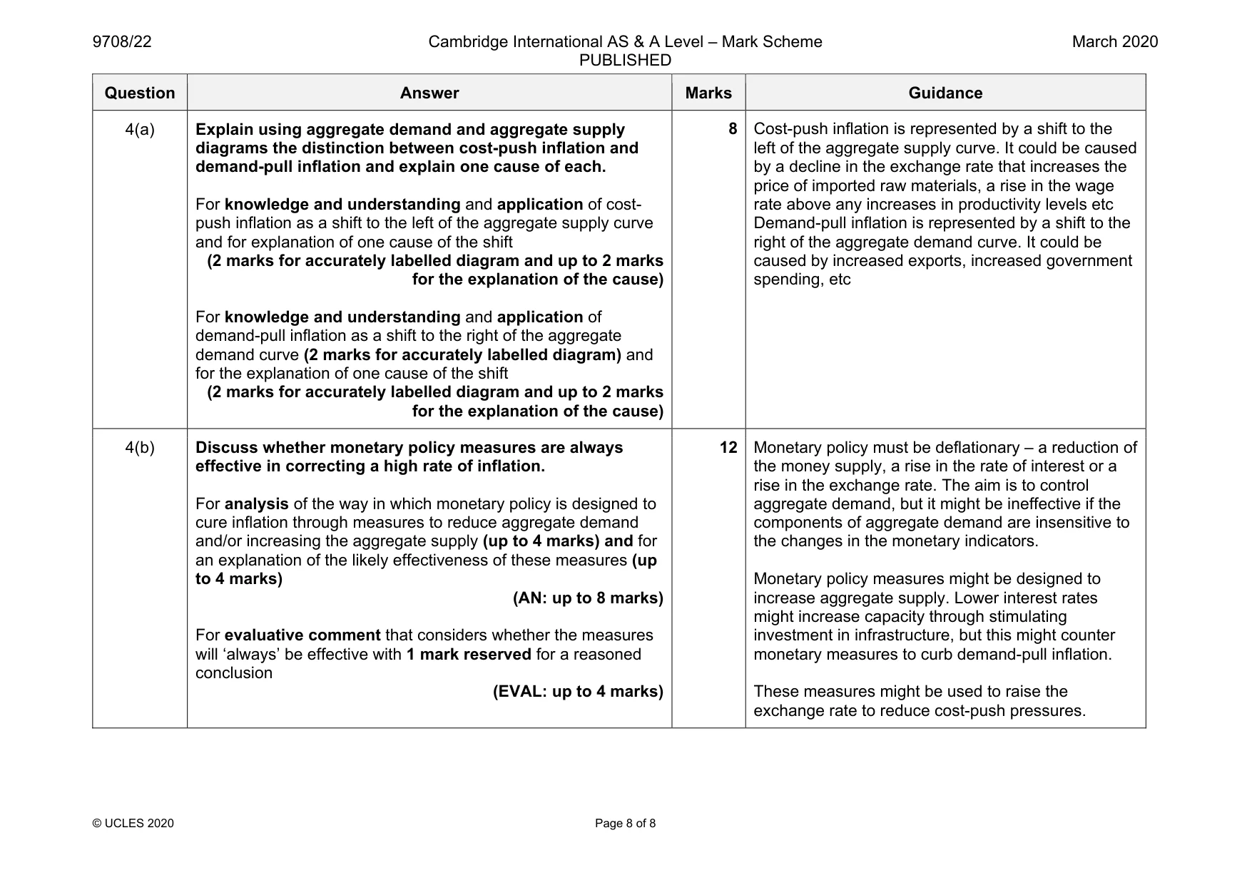 Mark scheme, page 8 of 8