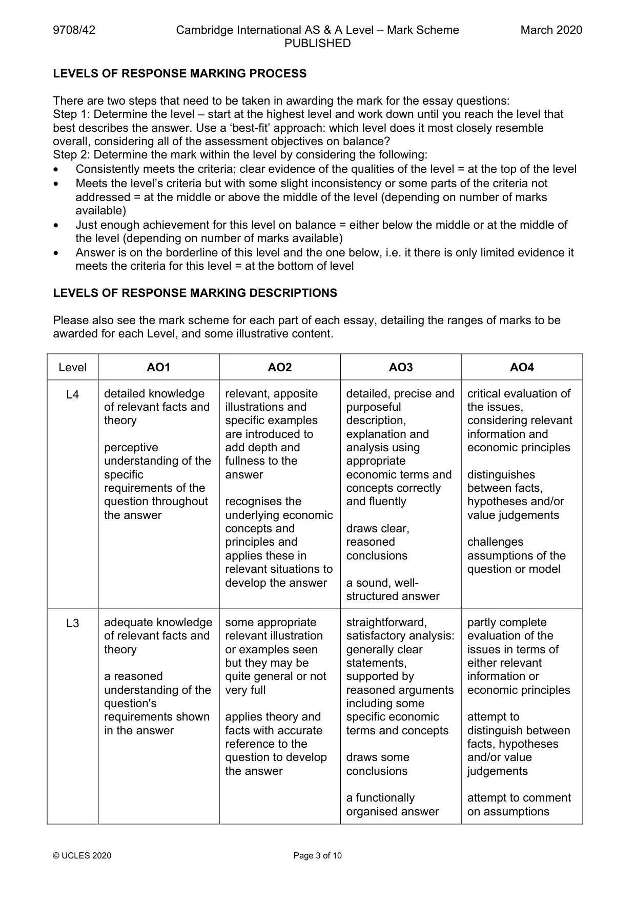 Mark scheme, page 3 of 10