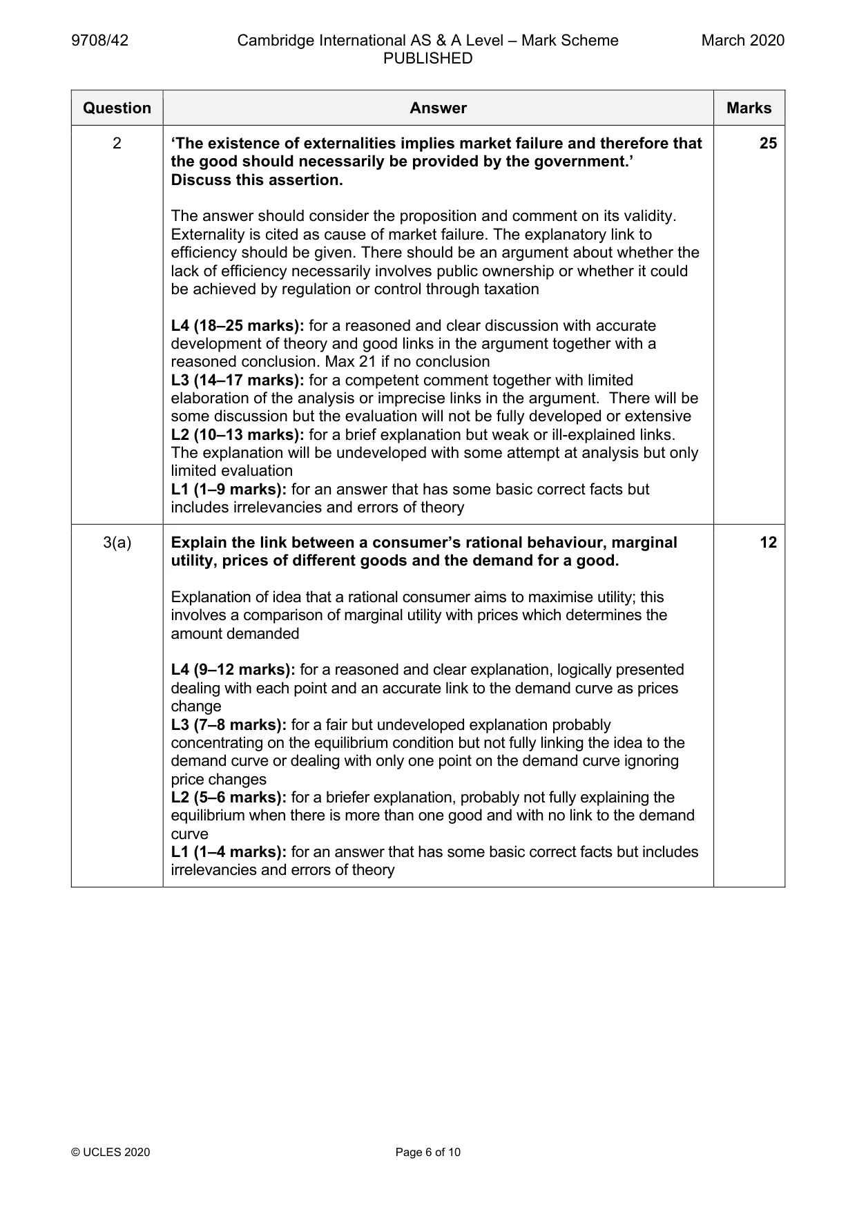 Mark scheme, page 6 of 10