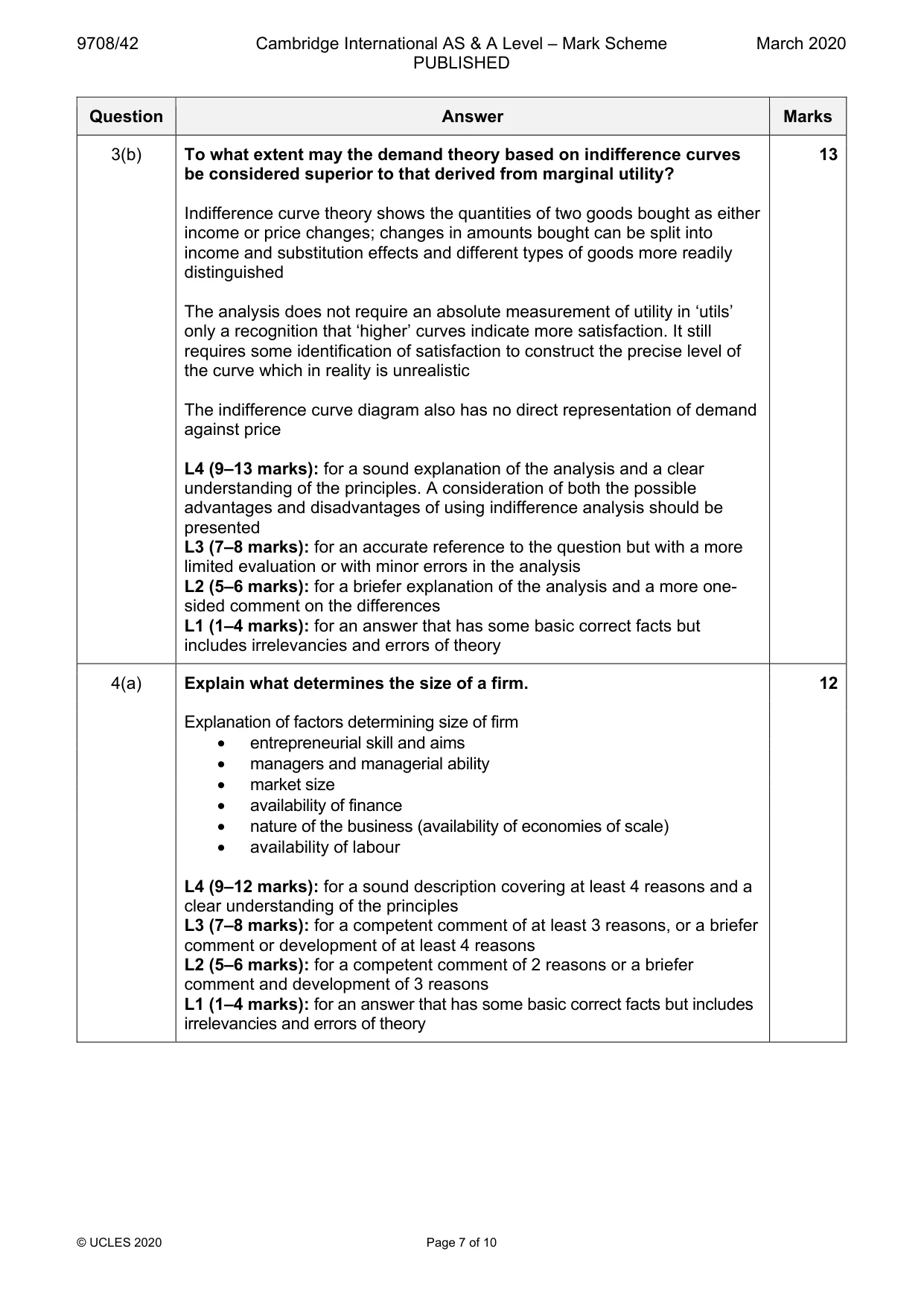 Mark scheme, page 7 of 10