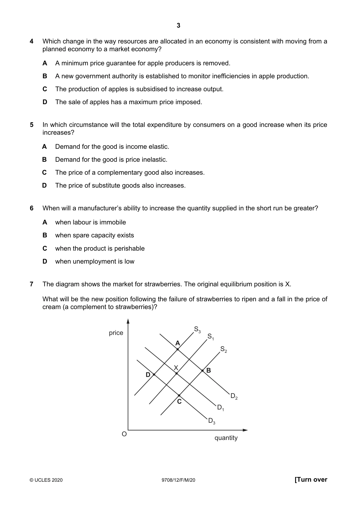Cambridge A Level Economics 9708 2020 Feb/March Paper 1 · Variant 2 question paper, page 3 of 12