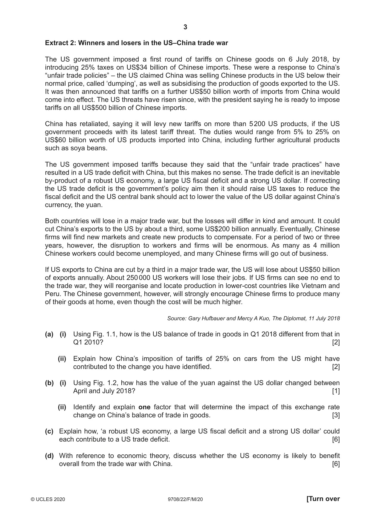 Cambridge A Level Economics 9708 2020 Feb/March Paper 2 · Variant 2 question paper, page 3 of 4