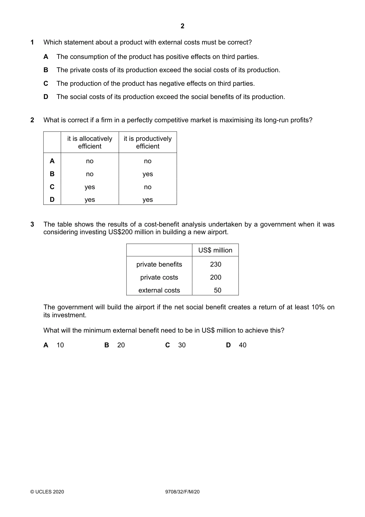 Cambridge A Level Economics 9708 2020 Feb/March Paper 3 · Variant 2 question paper, page 2 of 12