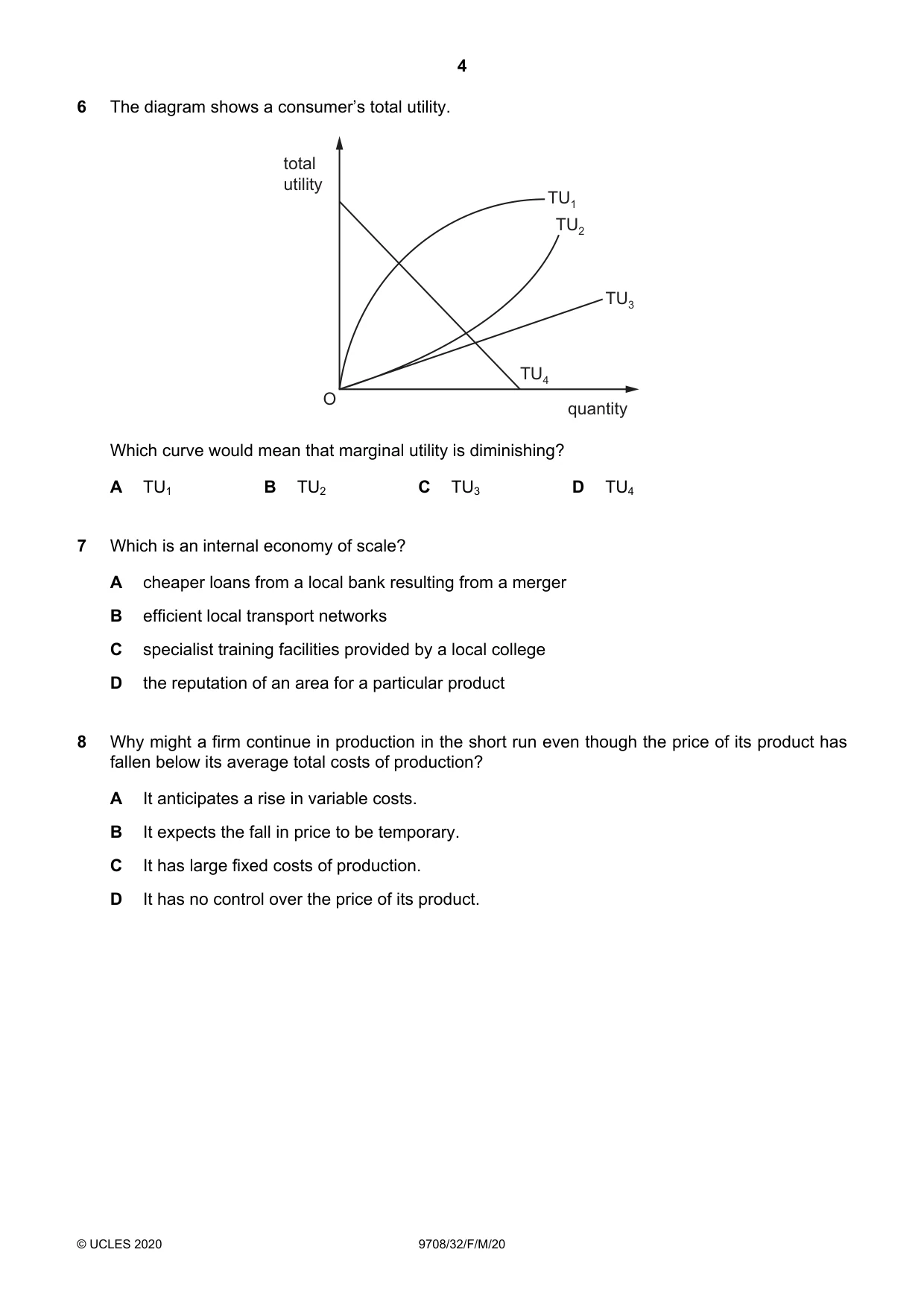 Cambridge A Level Economics 9708 2020 Feb/March Paper 3 · Variant 2 question paper, page 4 of 12