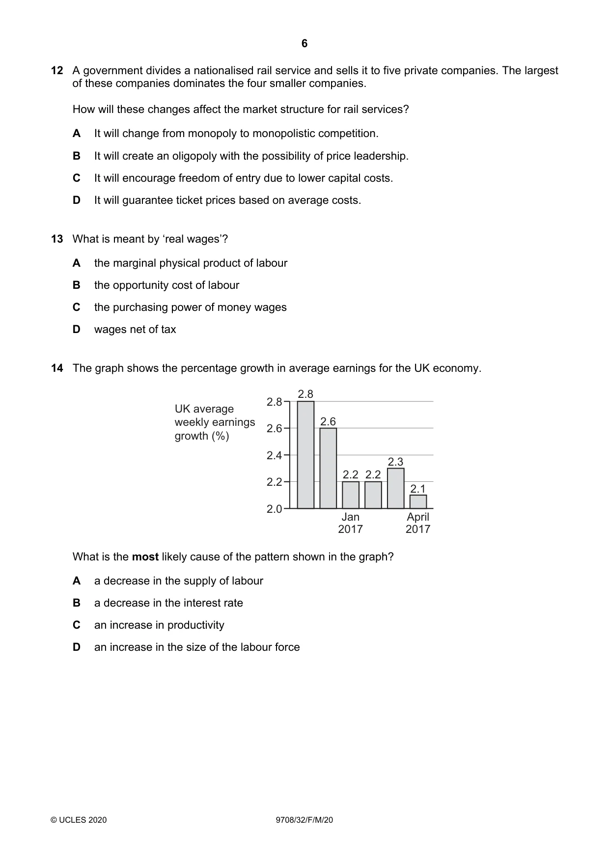 Cambridge A Level Economics 9708 2020 Feb/March Paper 3 · Variant 2 question paper, page 6 of 12
