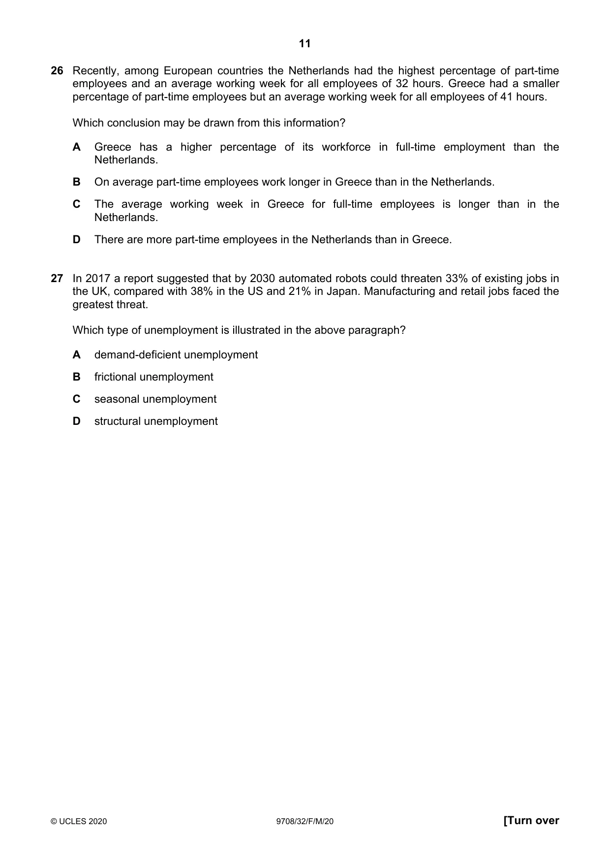 Cambridge A Level Economics 9708 2020 Feb/March Paper 3 · Variant 2 question paper, page 11 of 12