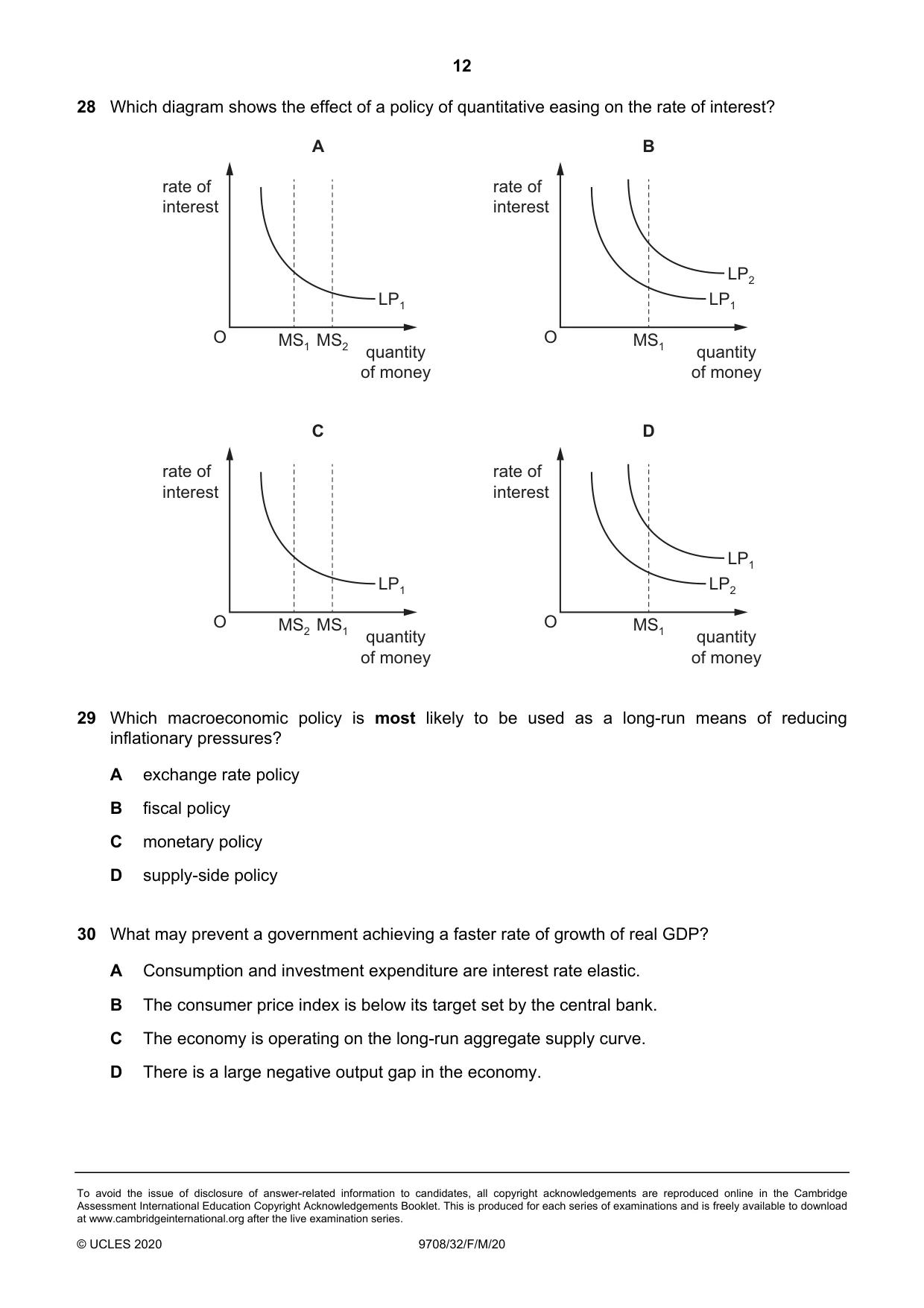 Cambridge A Level Economics 9708 2020 Feb/March Paper 3 · Variant 2 question paper, page 12 of 12