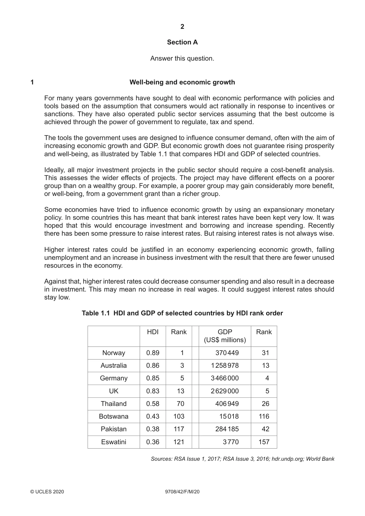 Cambridge A Level Economics 9708 2020 Feb/March Paper 4 · Variant 2 question paper, page 2 of 4