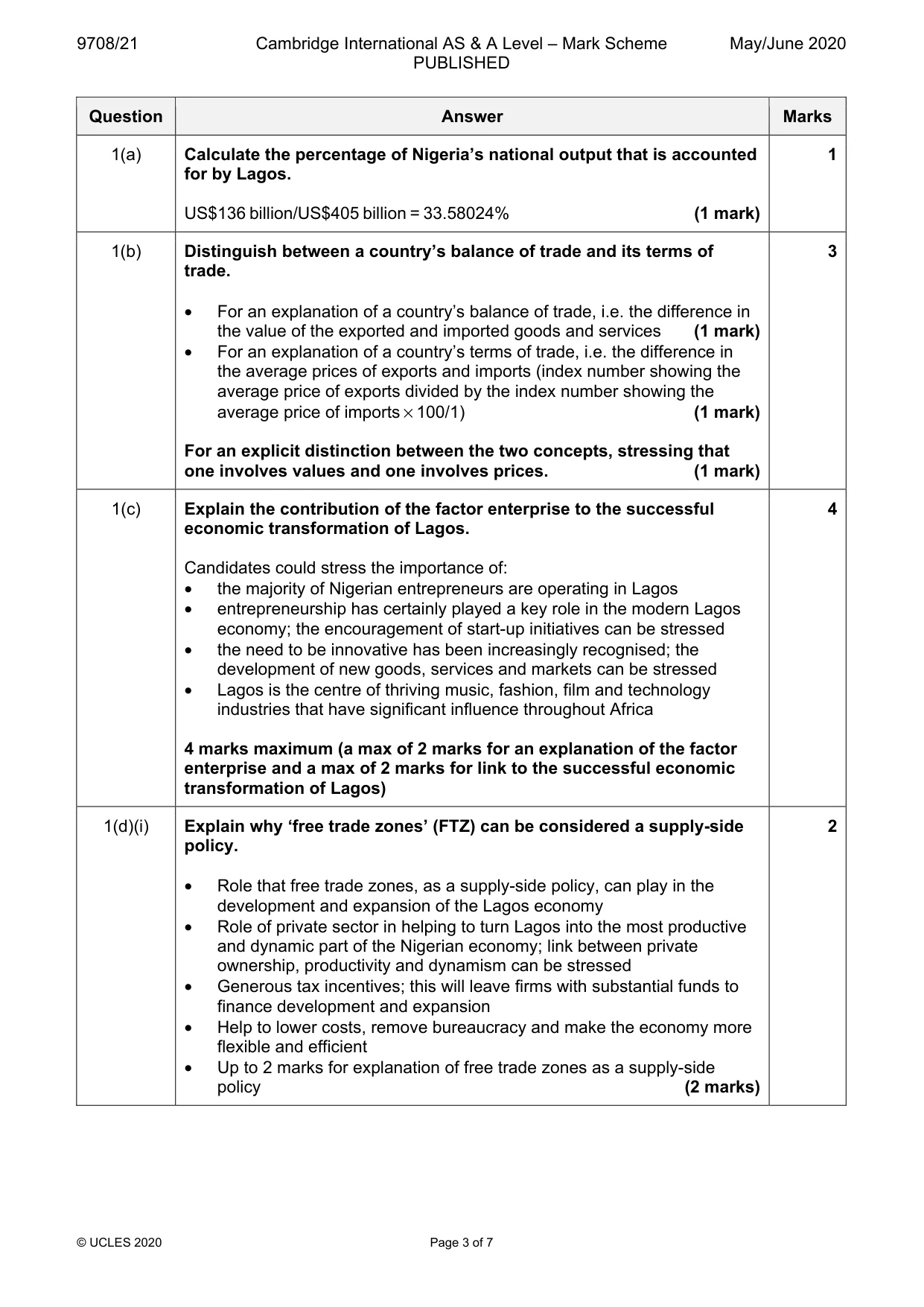 Mark scheme, page 3 of 7