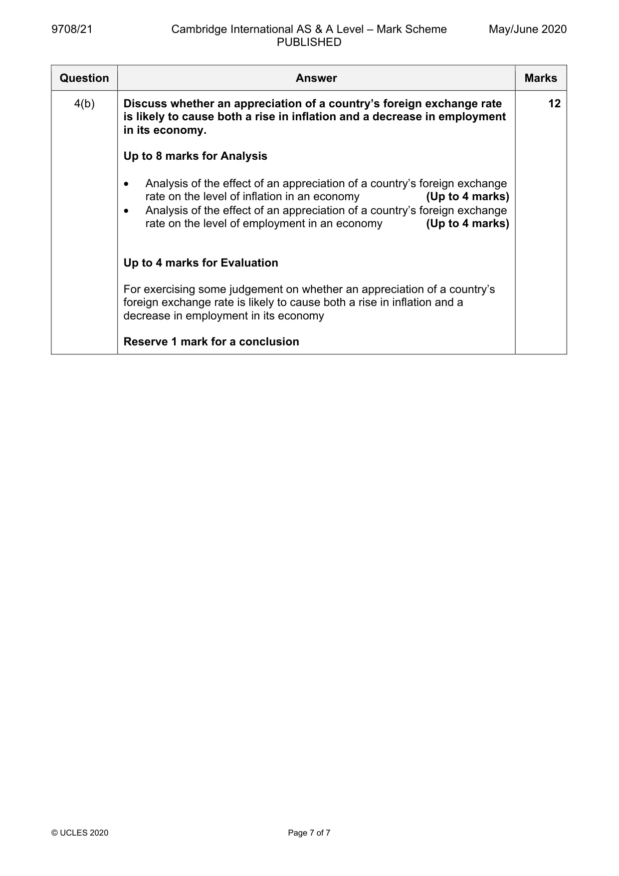 Mark scheme, page 7 of 7