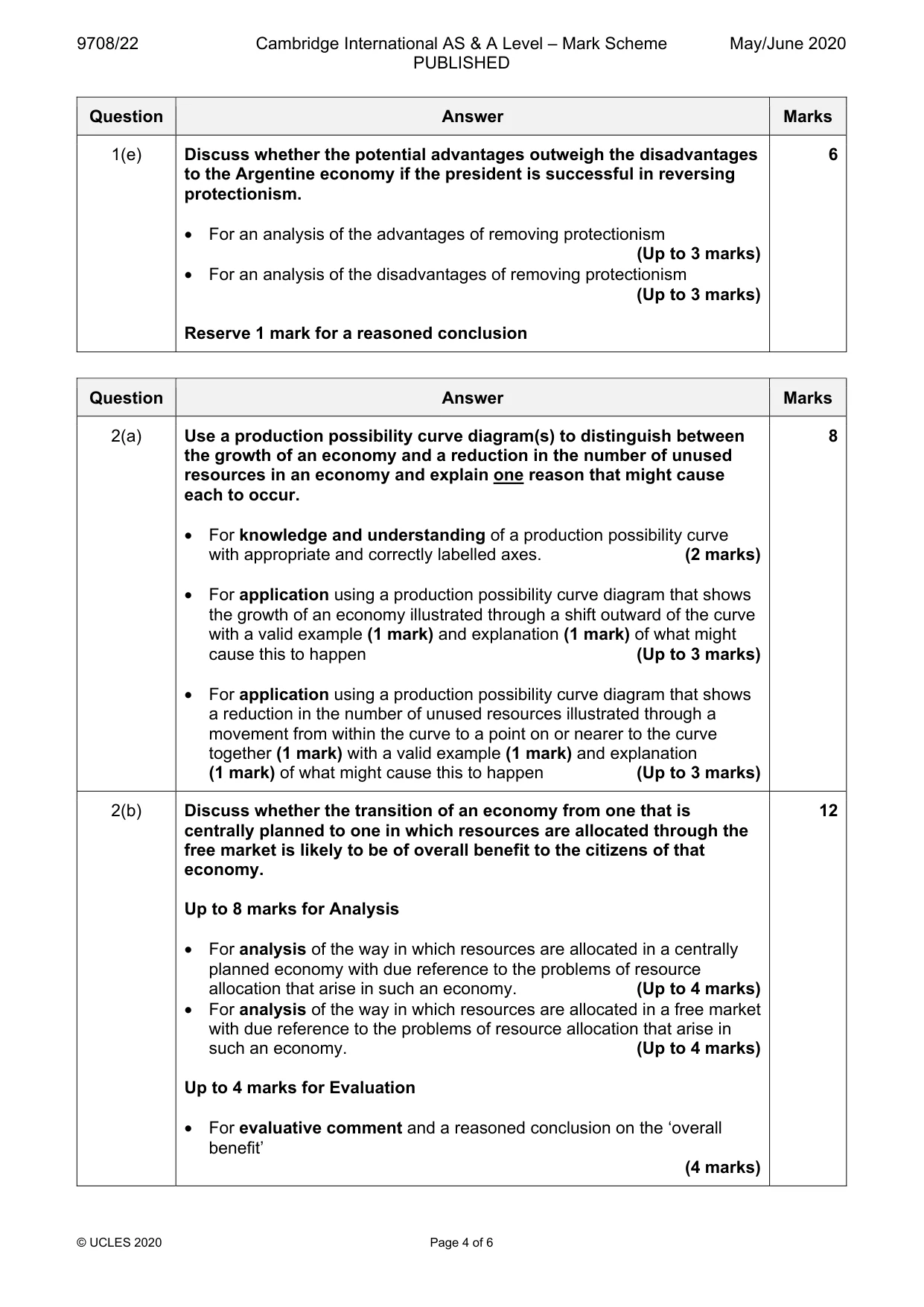 Mark scheme, page 4 of 6