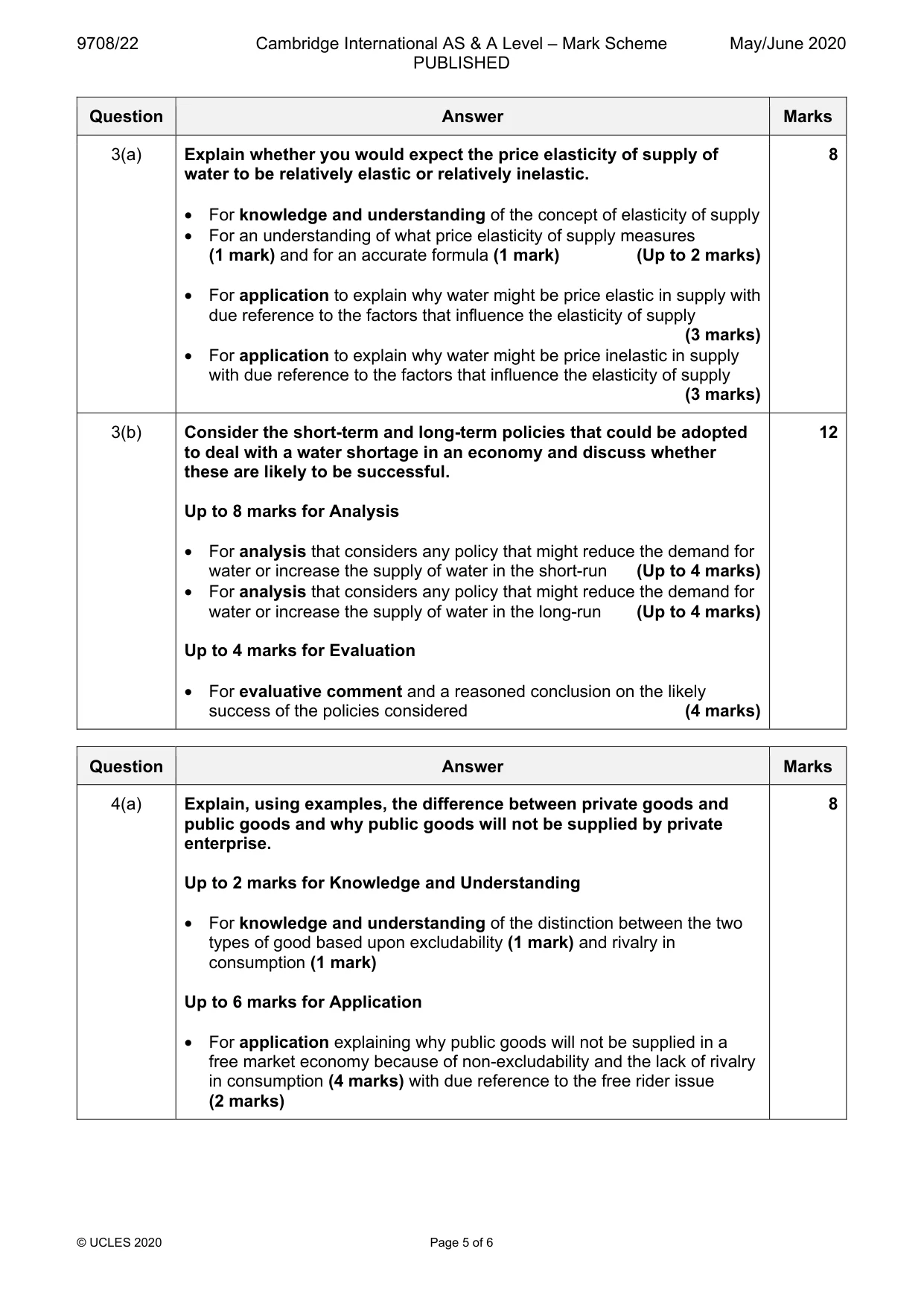 Mark scheme, page 5 of 6