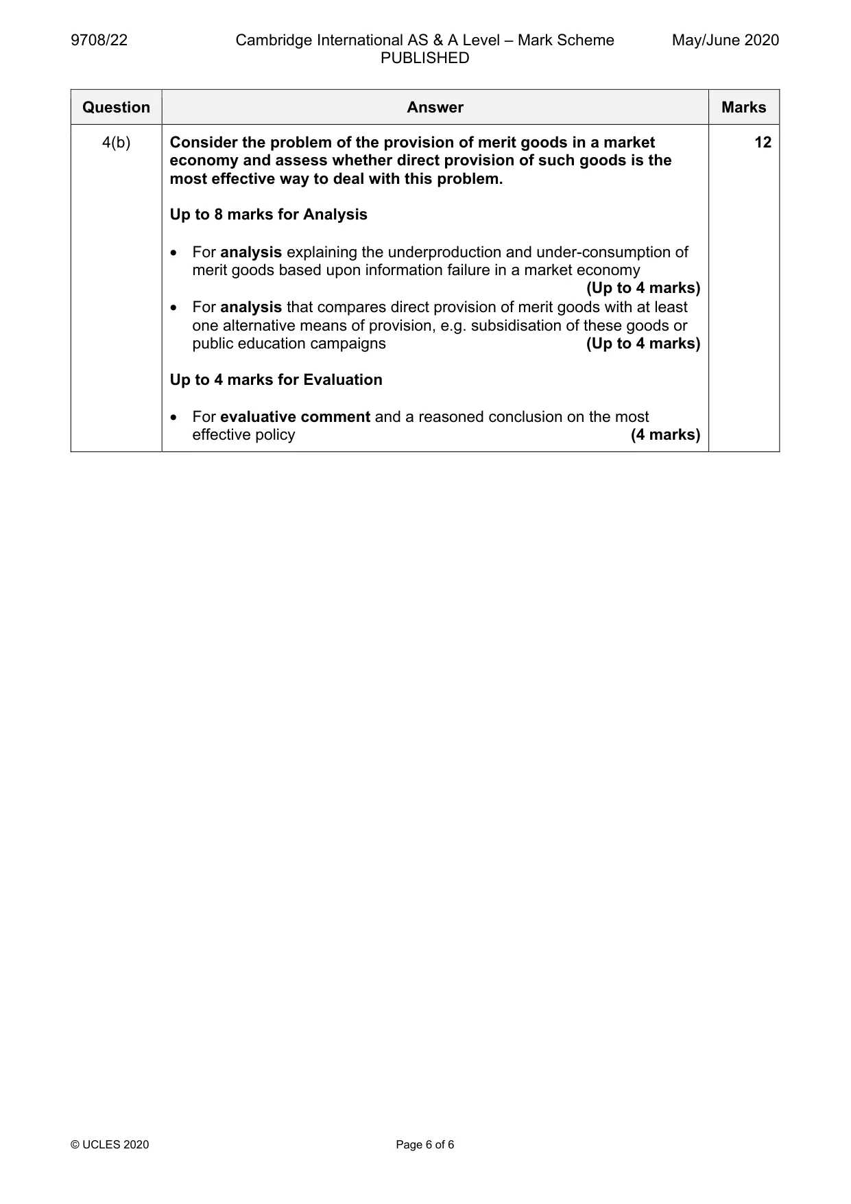 Mark scheme, page 6 of 6