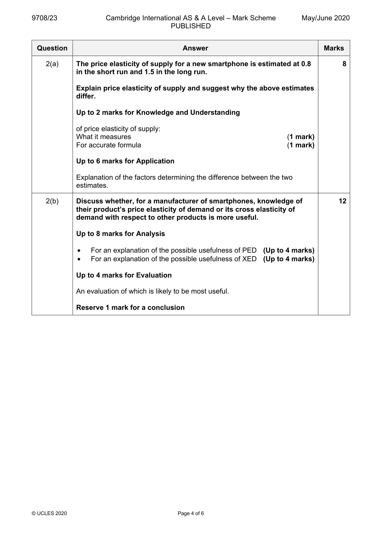 Mark scheme, page 4 of 6