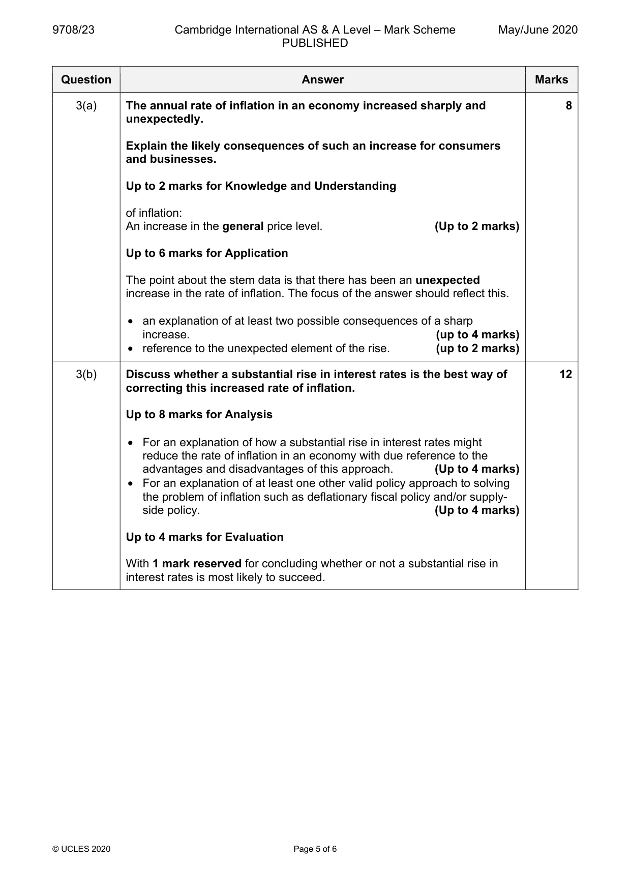 Mark scheme, page 5 of 6