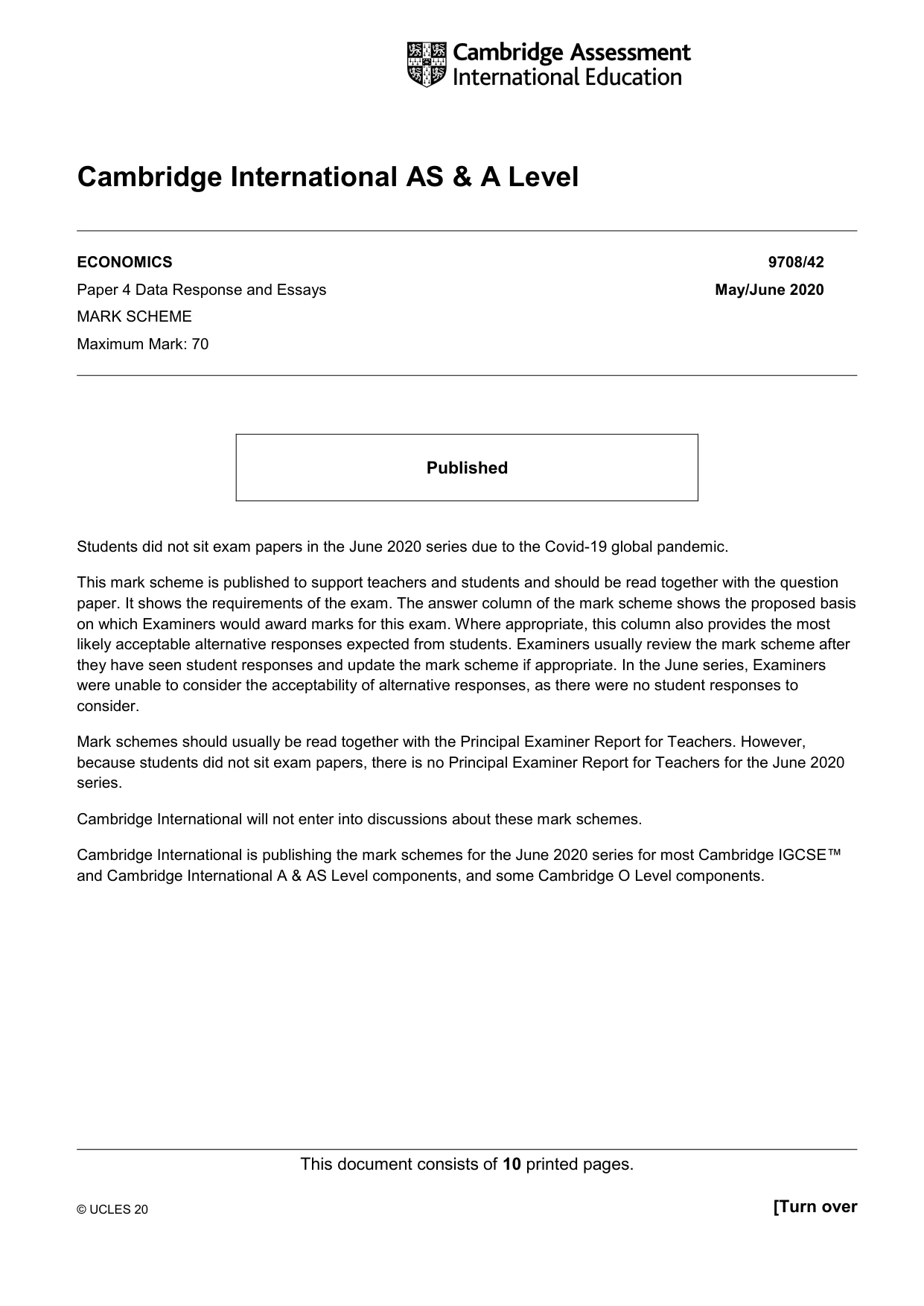 Mark scheme, page 1 of 10