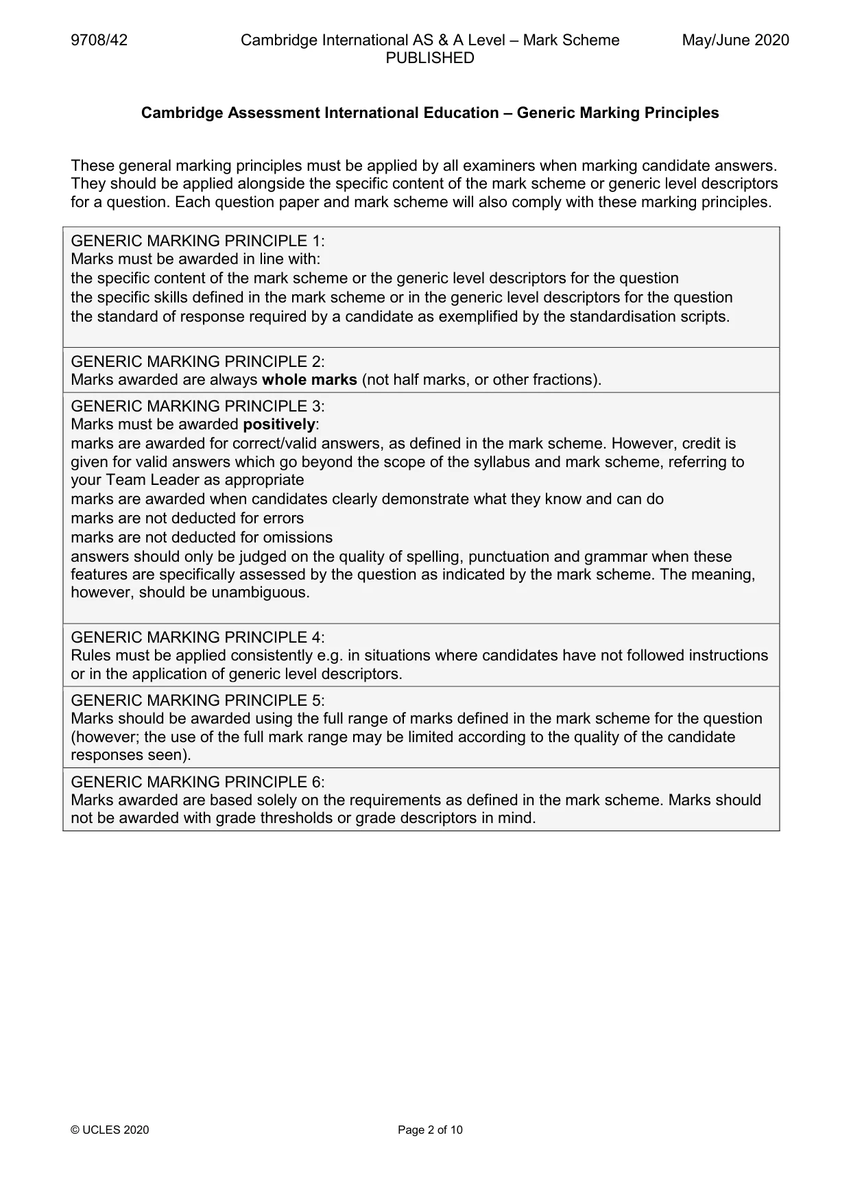 Mark scheme, page 2 of 10