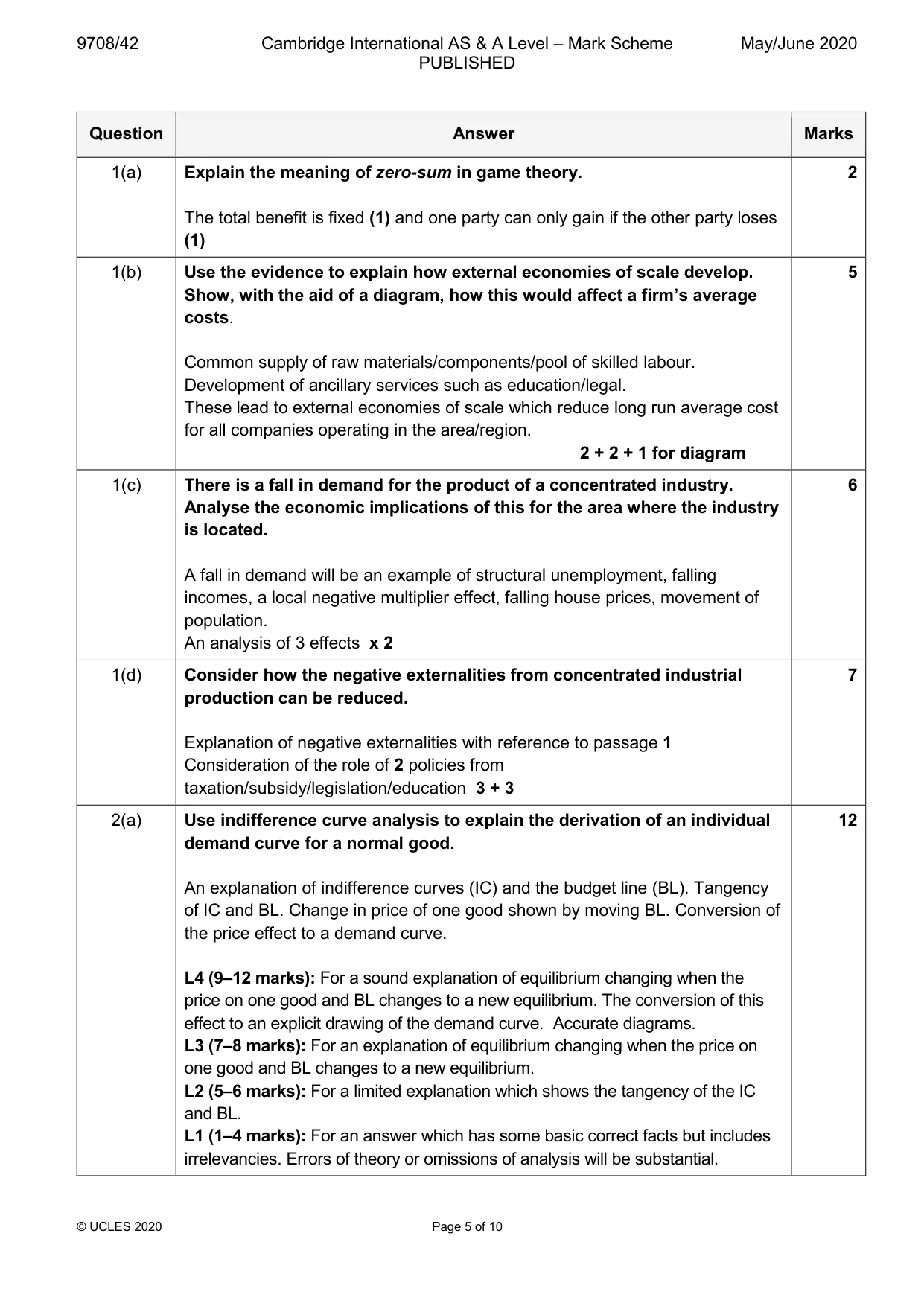Mark scheme, page 5 of 10