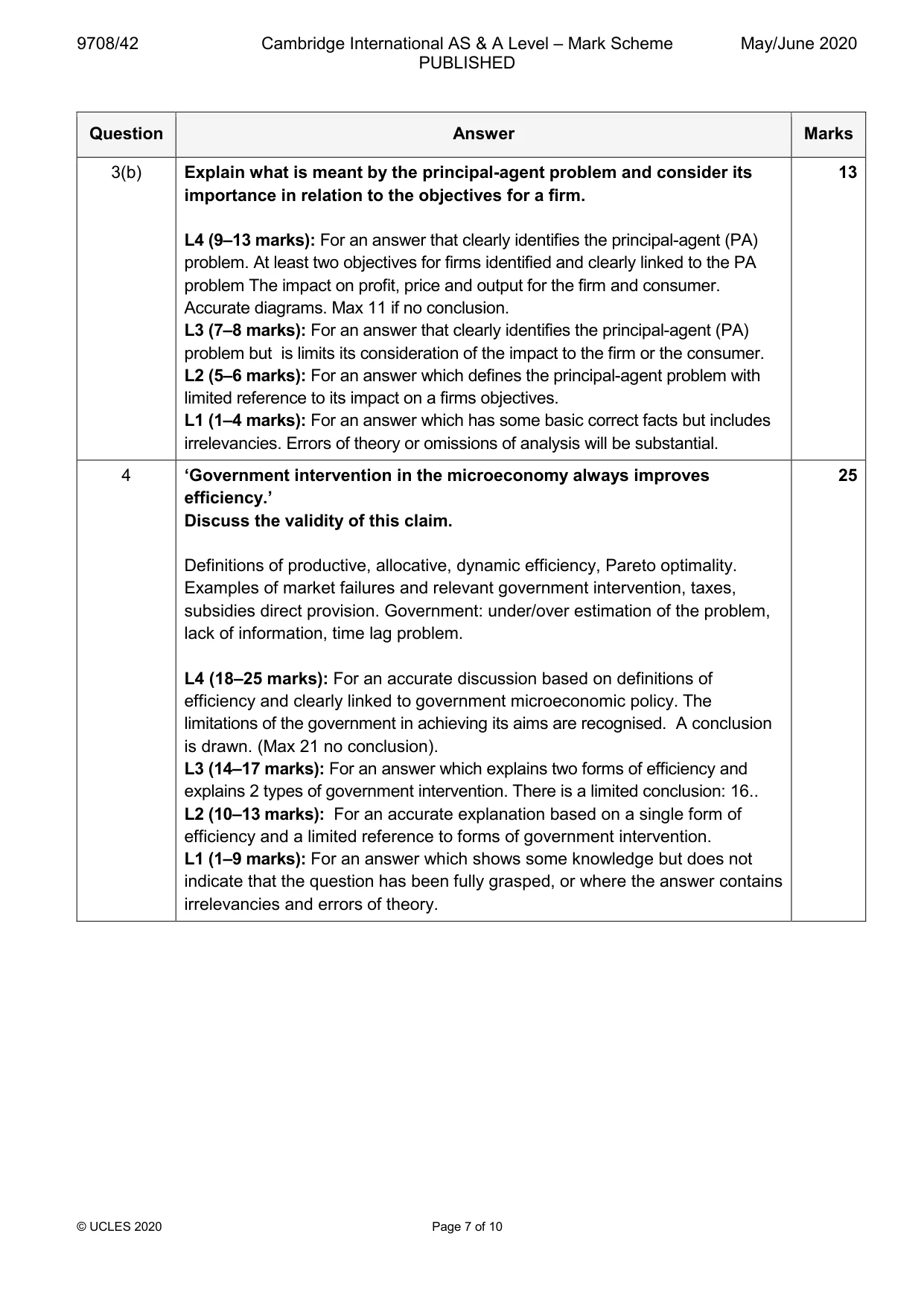 Mark scheme, page 7 of 10