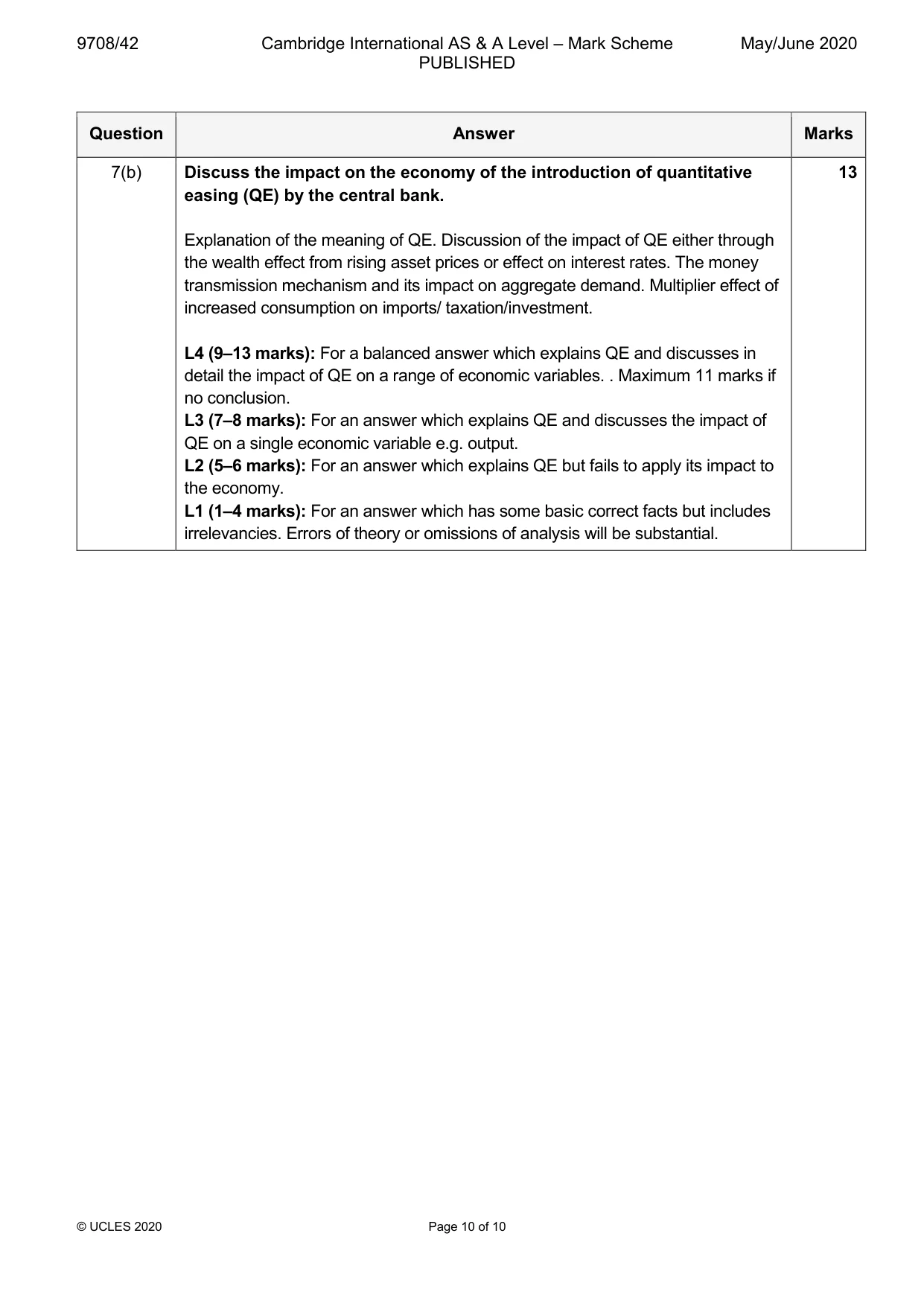 Mark scheme, page 10 of 10