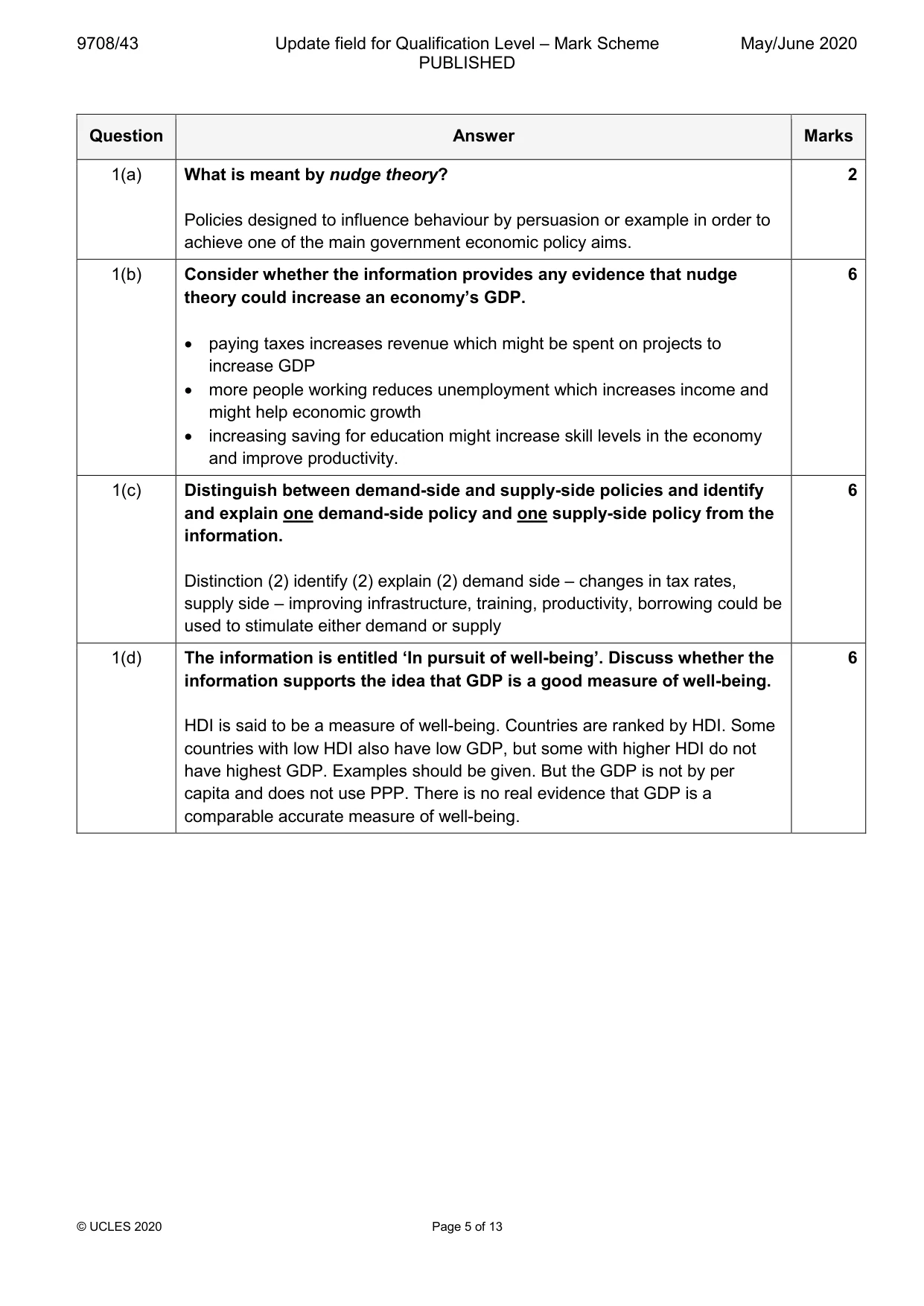 Mark scheme, page 5 of 13
