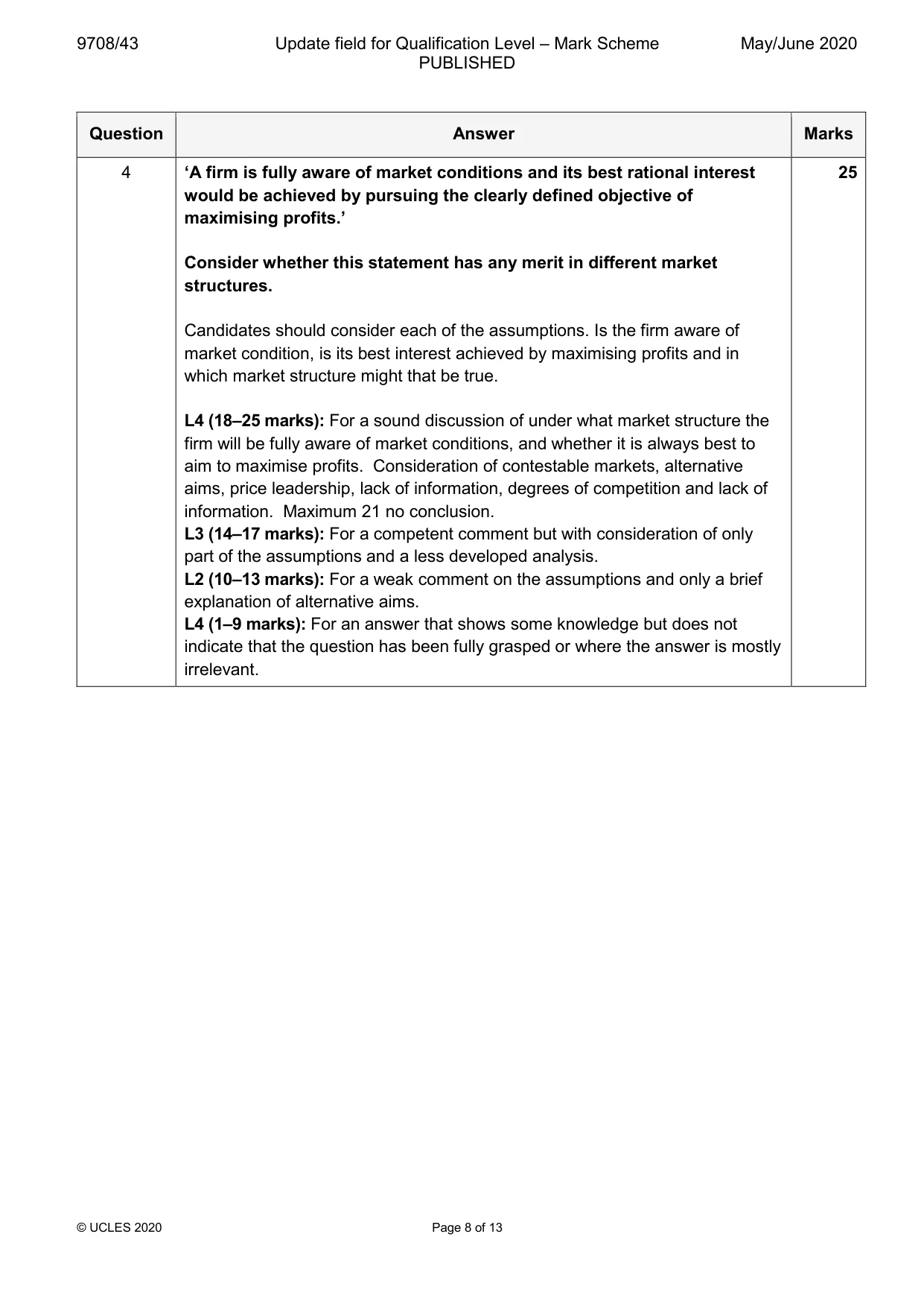 Mark scheme, page 8 of 13
