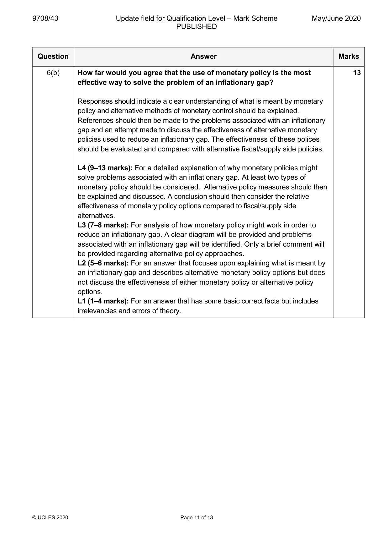 Mark scheme, page 11 of 13