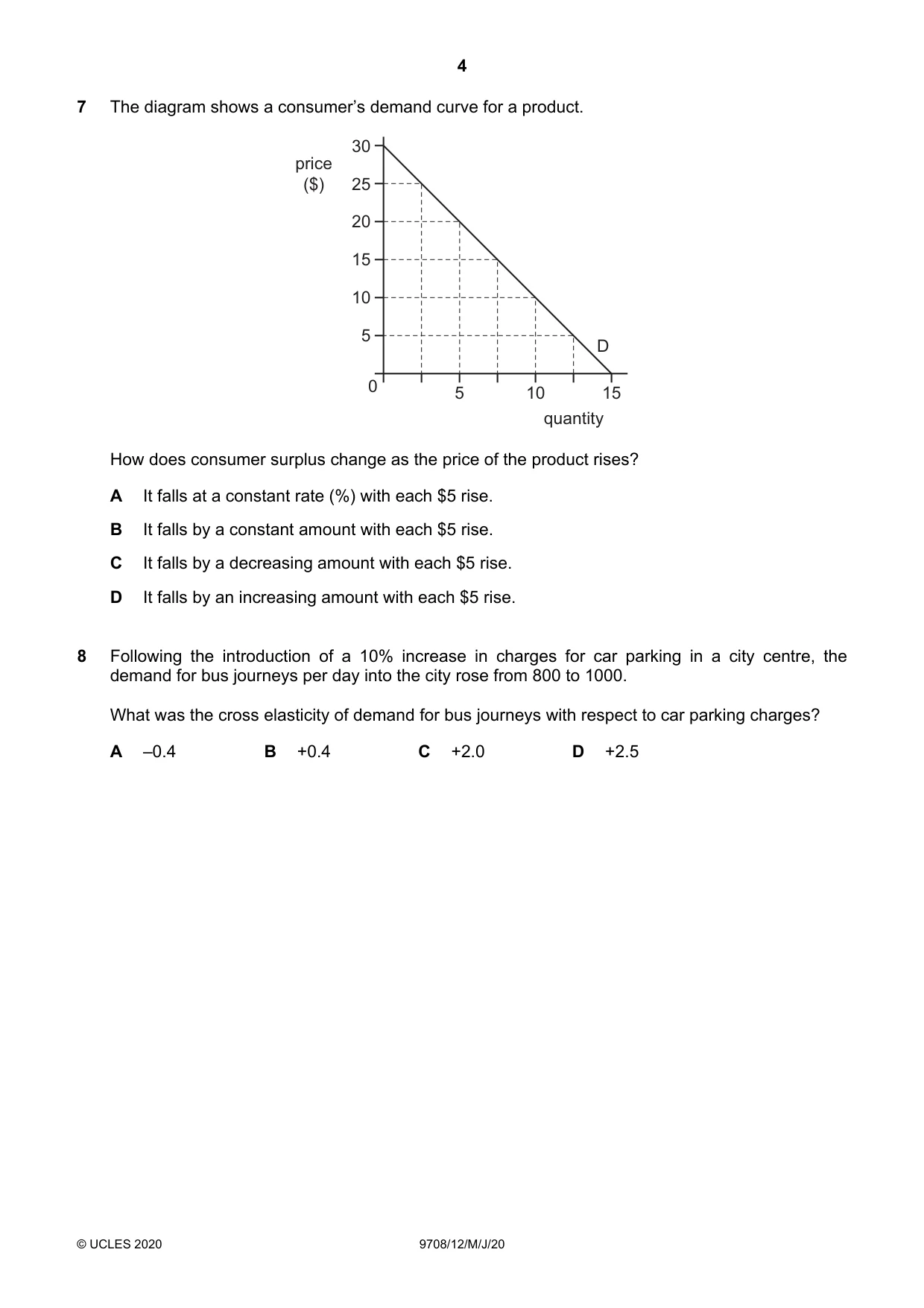 Cambridge A Level Economics 9708 2020 May/June Paper 1 · Variant 2 question paper, page 4 of 12