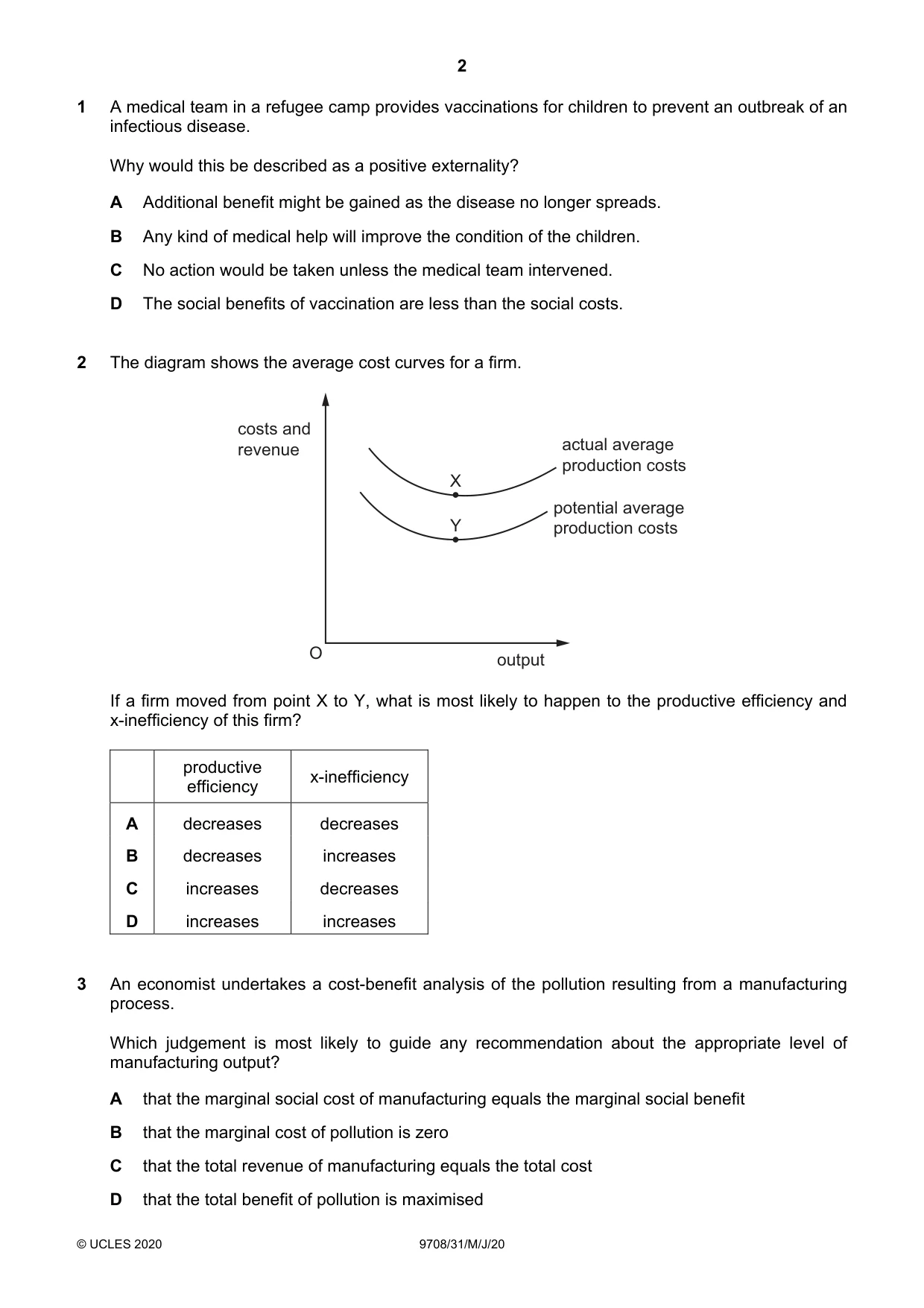 Cambridge A Level Economics 9708 2020 May/June Paper 3 · Variant 1 question paper, page 2 of 12