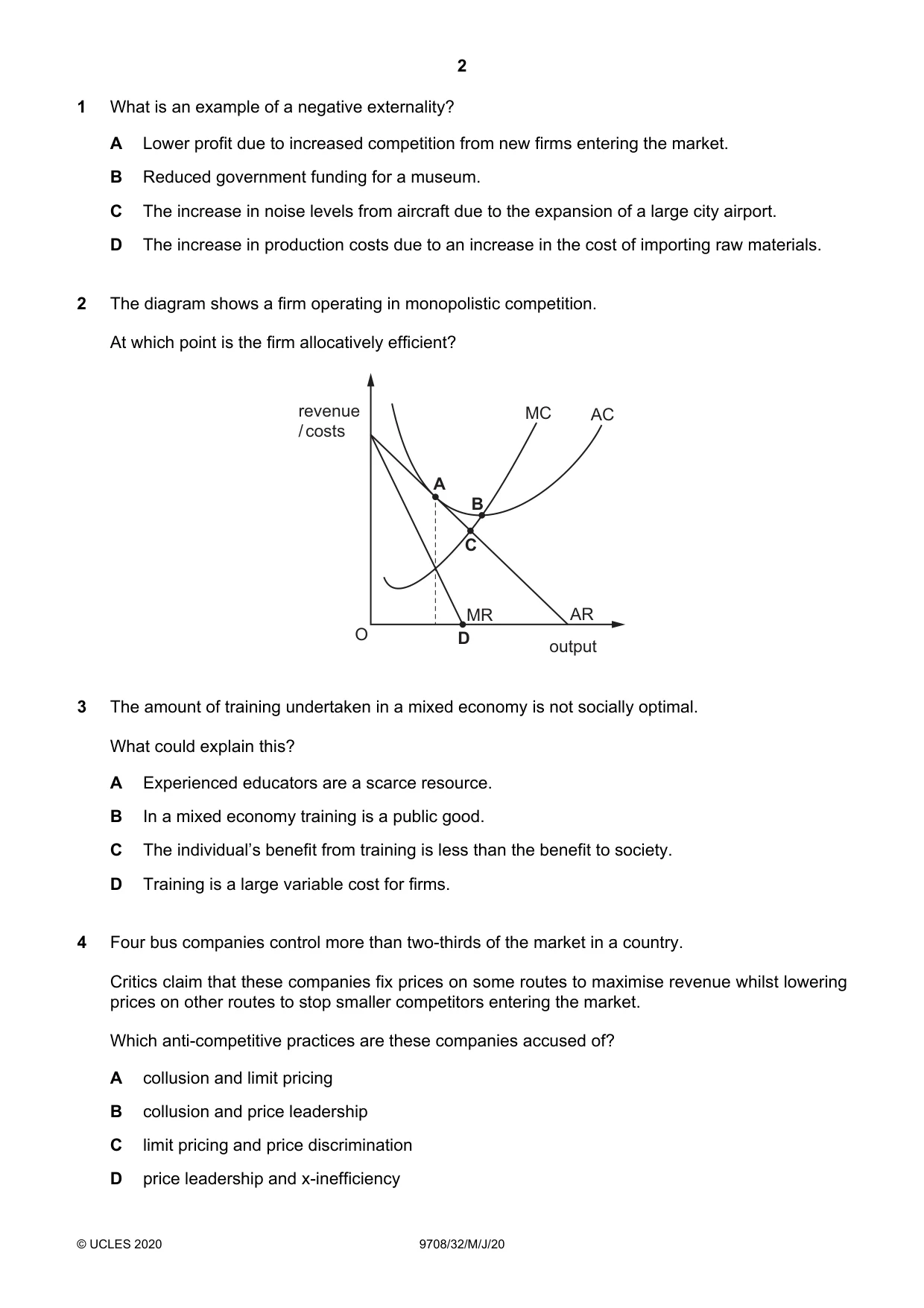 Cambridge A Level Economics 9708 2020 May/June Paper 3 · Variant 2 question paper, page 2 of 12