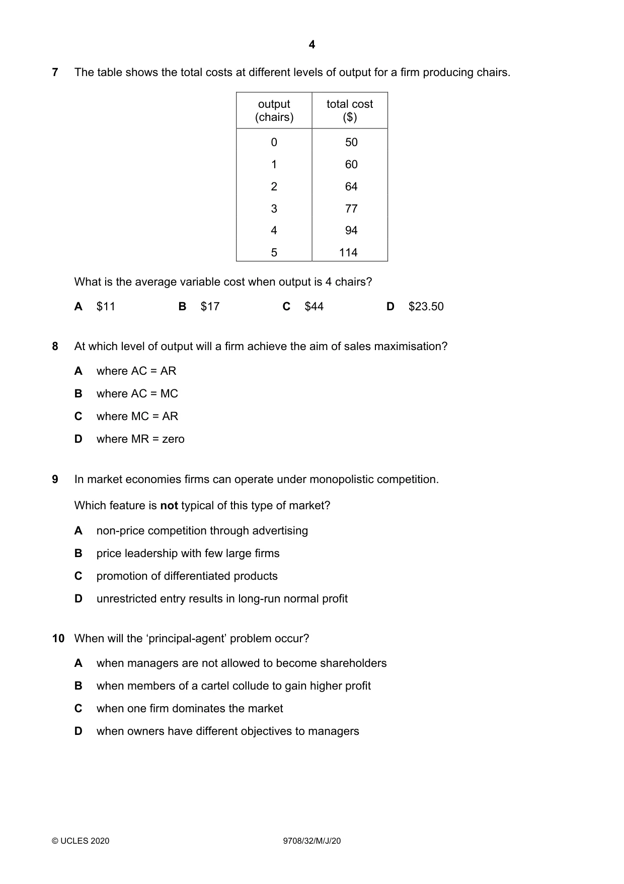 Cambridge A Level Economics 9708 2020 May/June Paper 3 · Variant 2 question paper, page 4 of 12