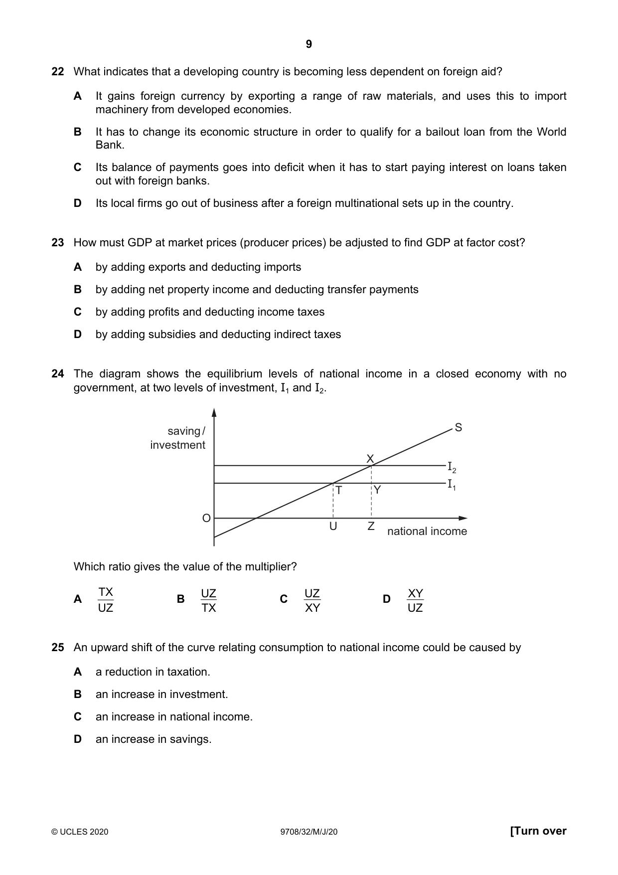 Cambridge A Level Economics 9708 2020 May/June Paper 3 · Variant 2 question paper, page 9 of 12
