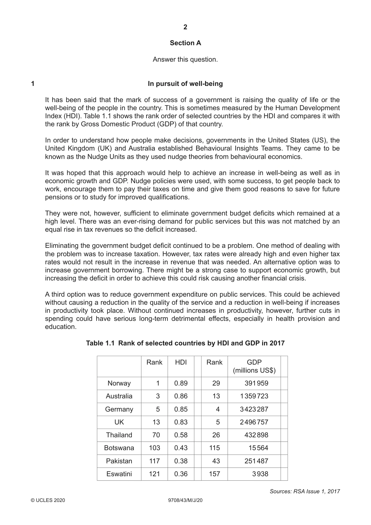 Cambridge A Level Economics 9708 2020 May/June Paper 4 · Variant 3 question paper, page 2 of 4