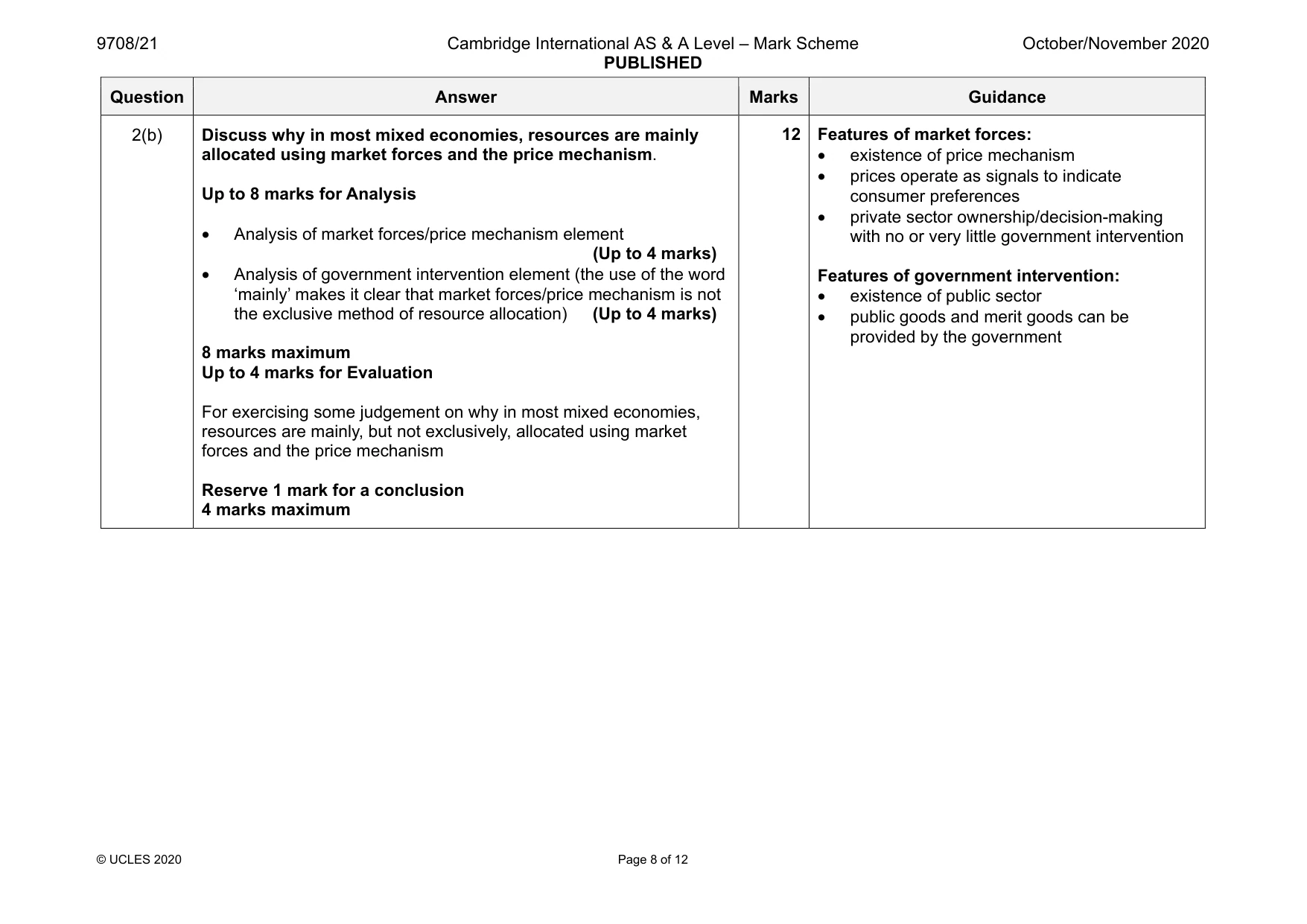 Mark scheme, page 8 of 12