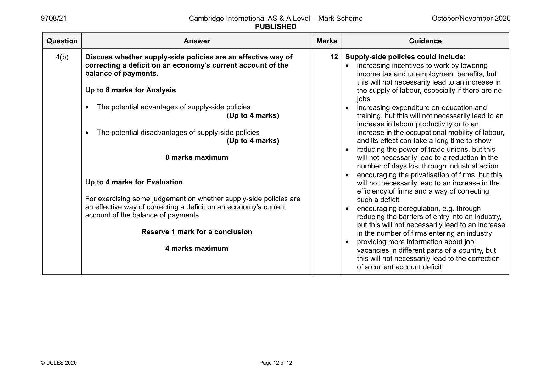 Mark scheme, page 12 of 12