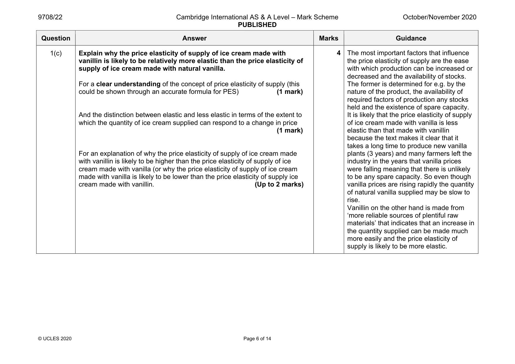 Mark scheme, page 6 of 14