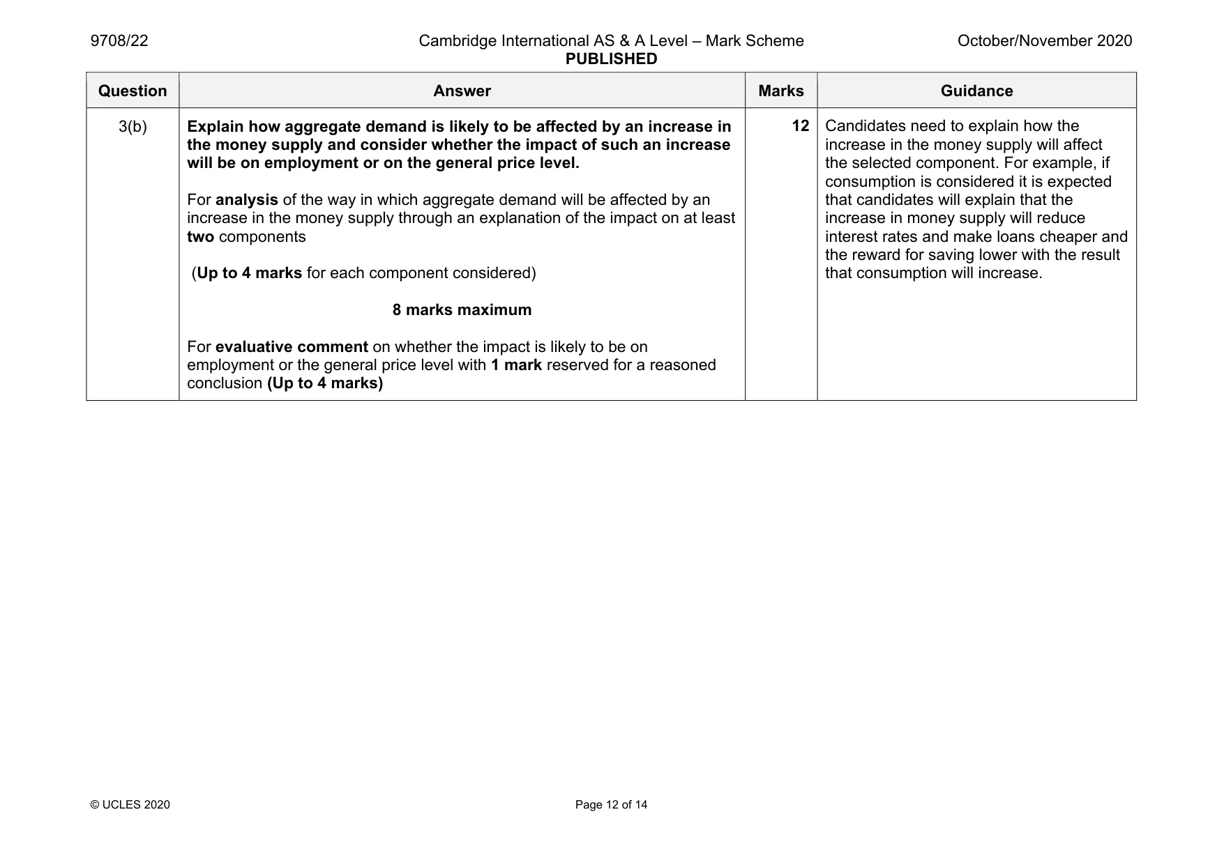 Mark scheme, page 12 of 14