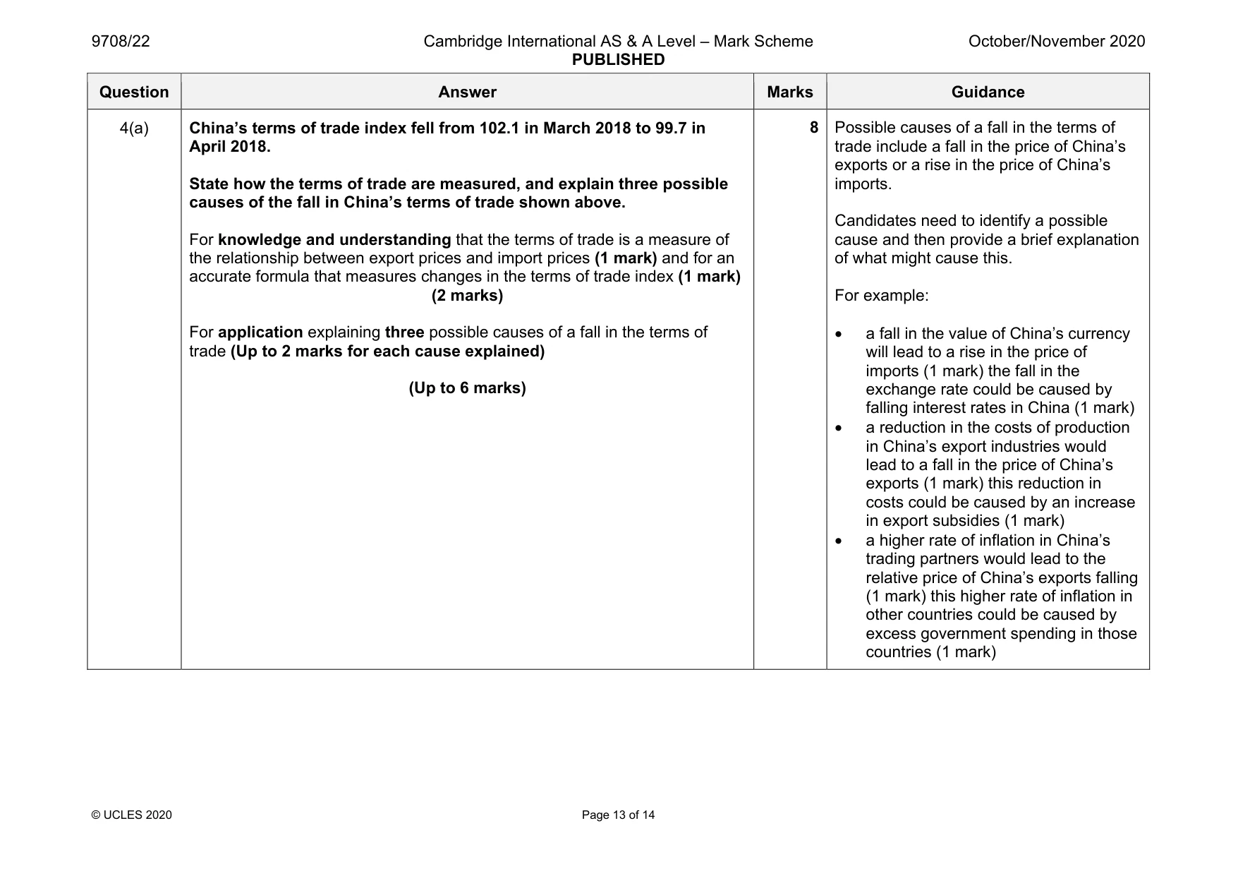 Mark scheme, page 13 of 14