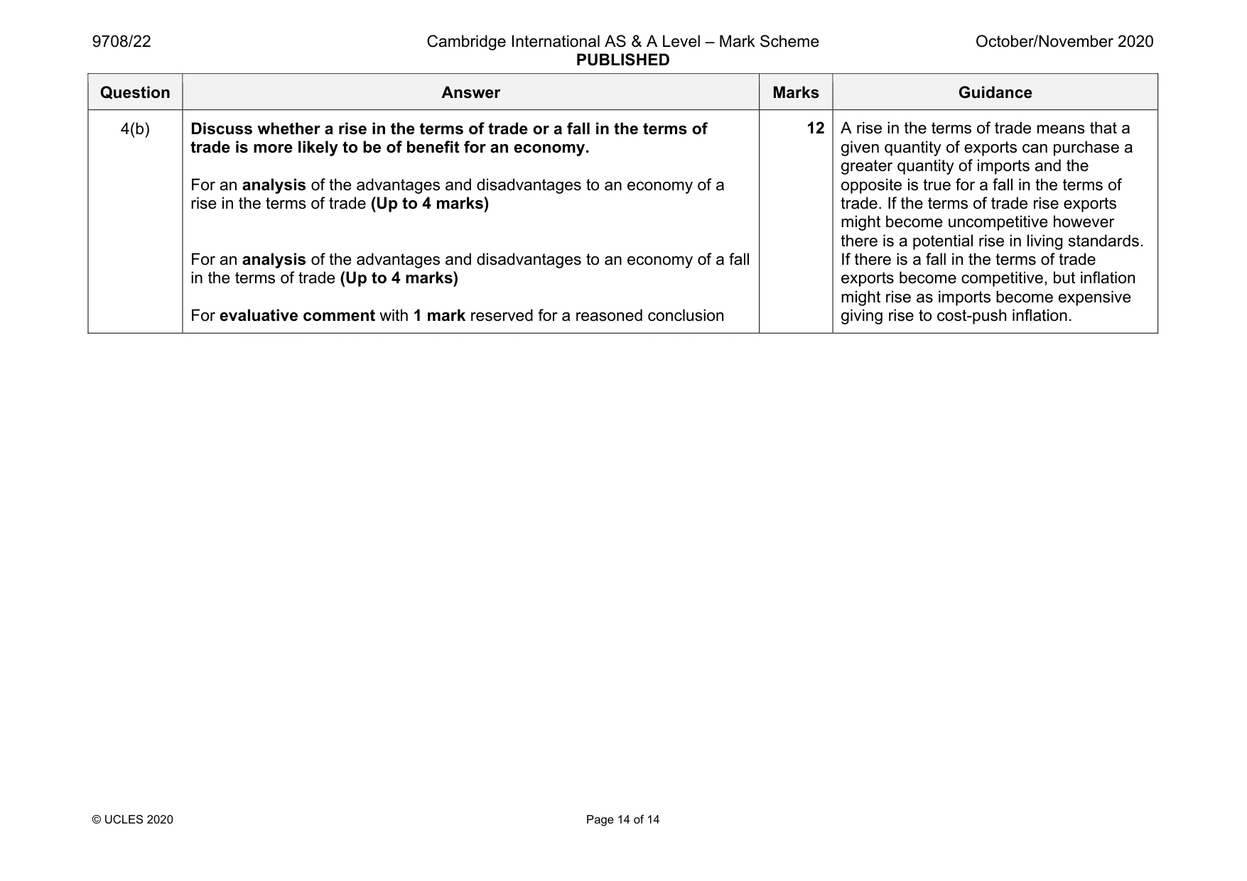 Mark scheme, page 14 of 14