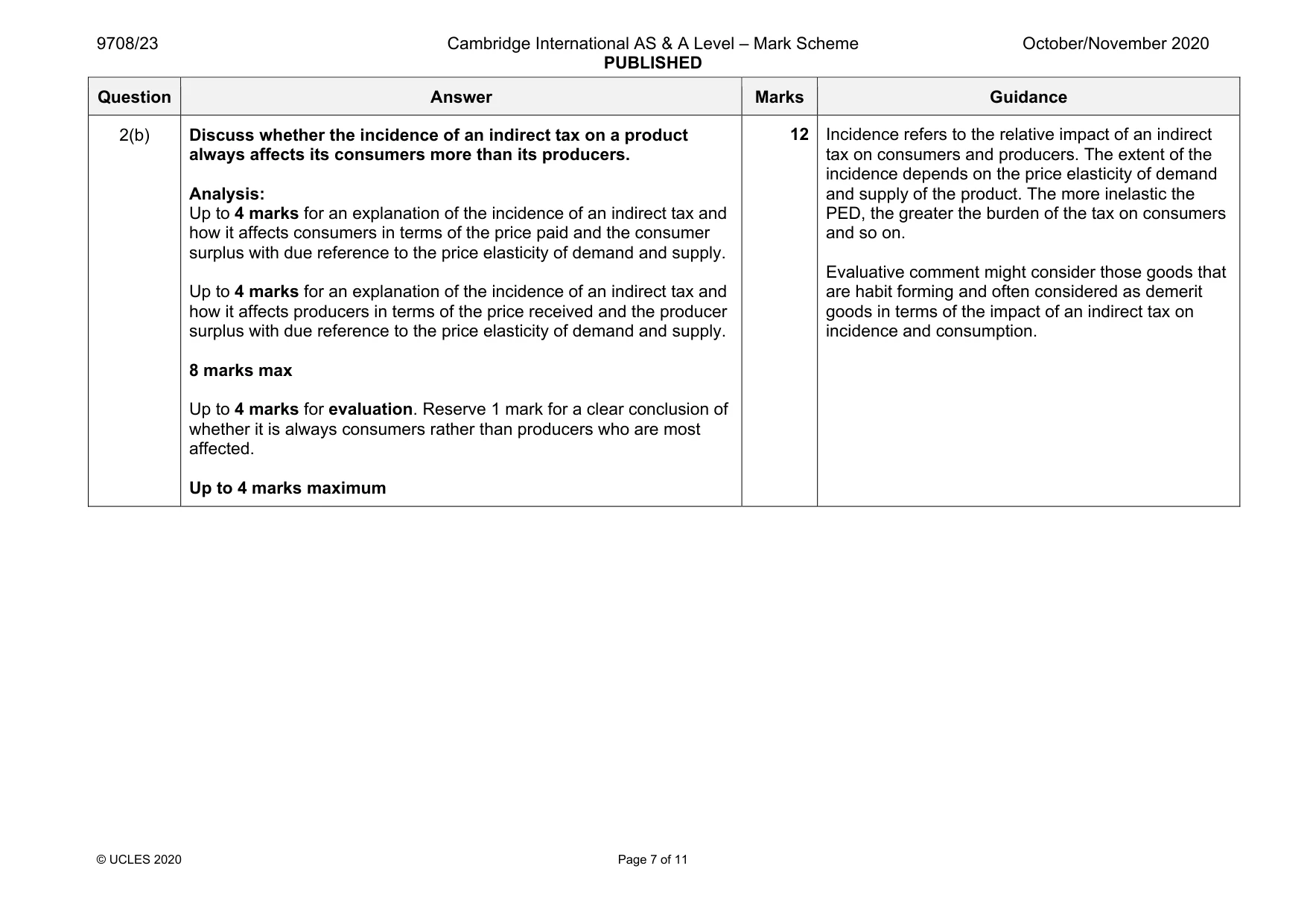 Mark scheme, page 7 of 11