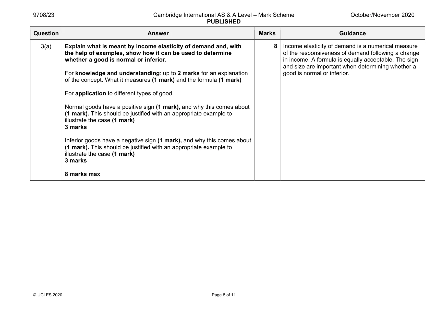 Mark scheme, page 8 of 11