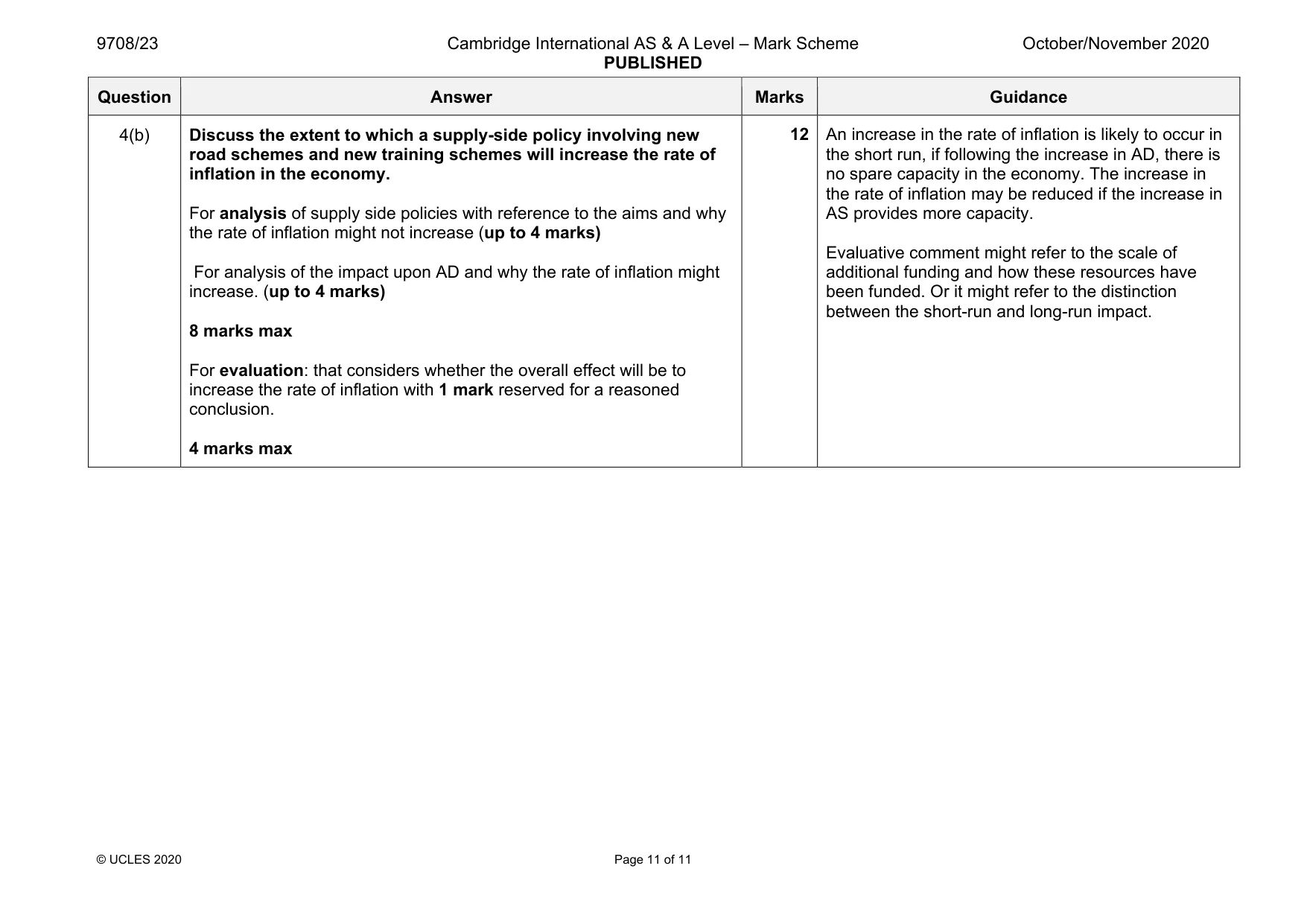 Mark scheme, page 11 of 11