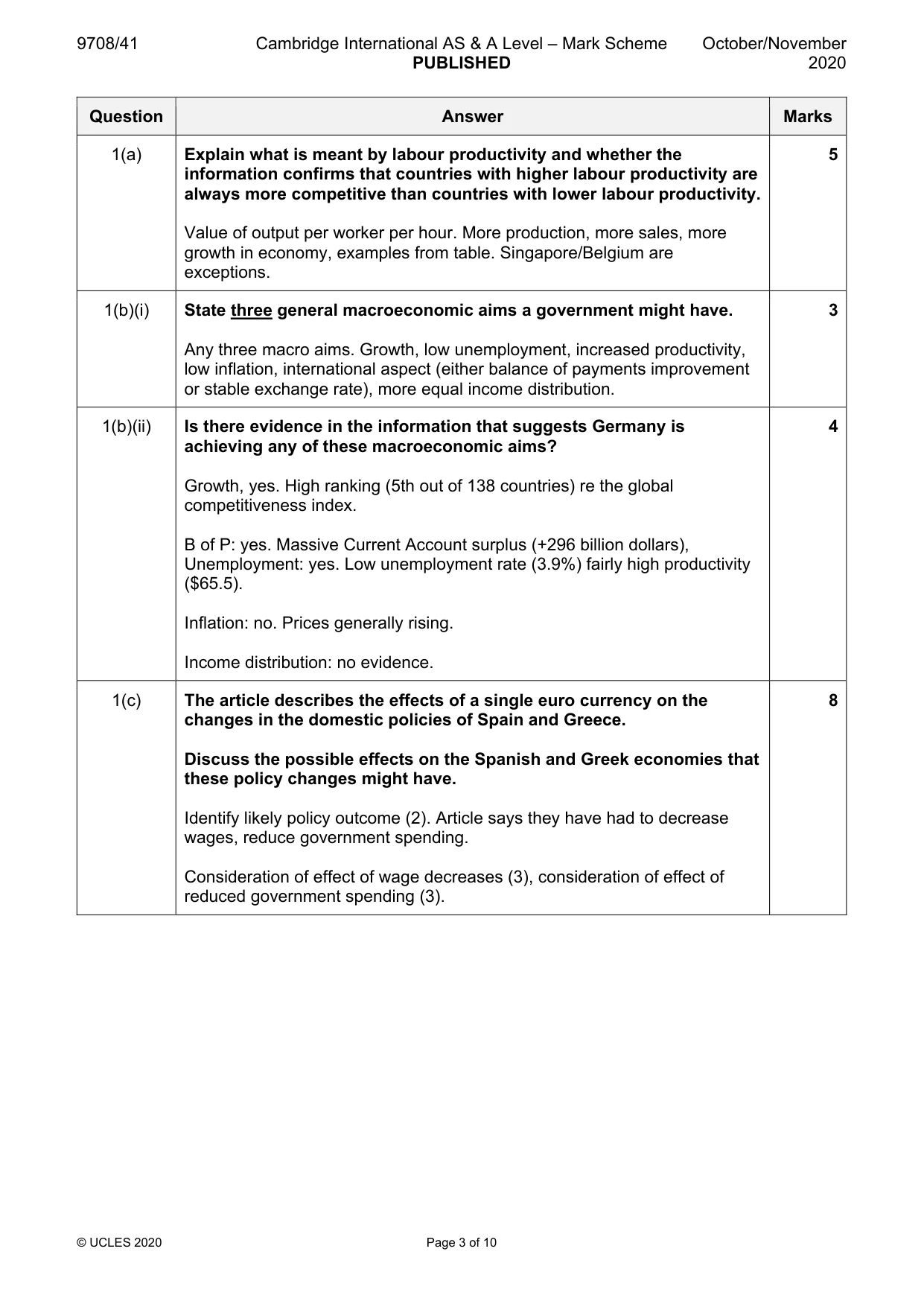 Mark scheme, page 3 of 10