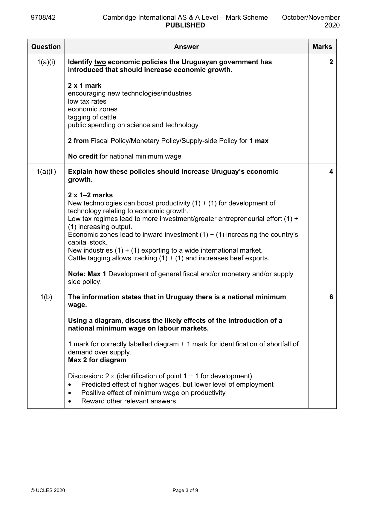 Mark scheme, page 3 of 9