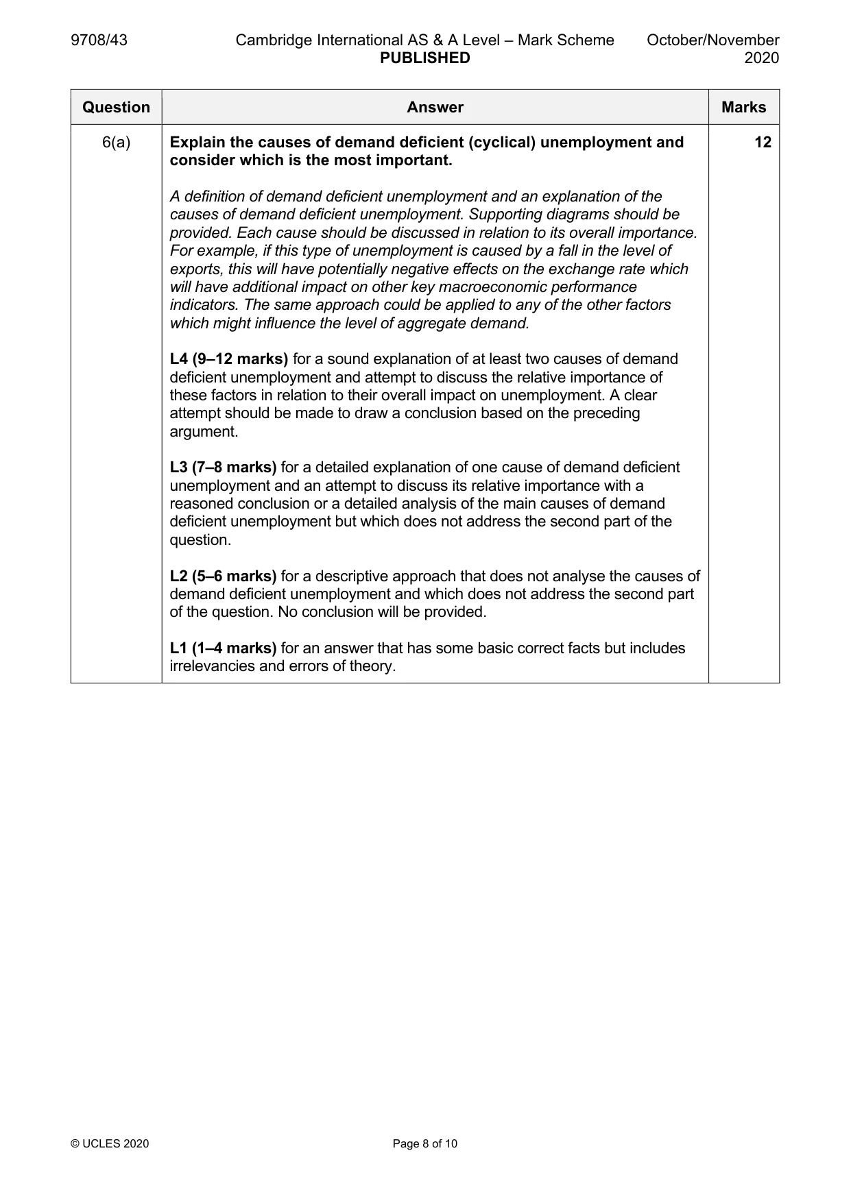 Mark scheme, page 8 of 10