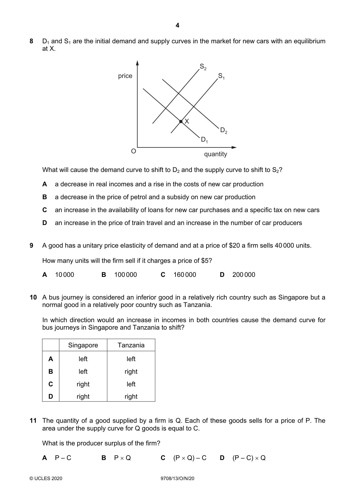 Cambridge A Level Economics 9708 2020 Oct/Nov Paper 1 · Variant 3 question paper, page 4 of 12