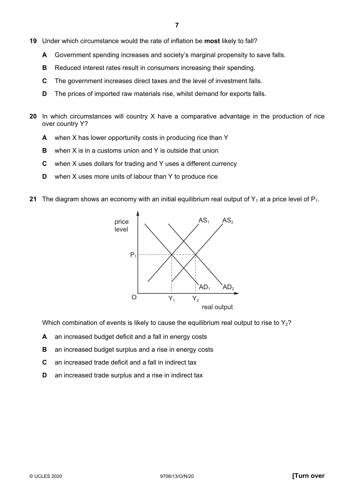 Cambridge A Level Economics 9708 2020 Oct/Nov Paper 1 · Variant 3 question paper, page 7 of 12