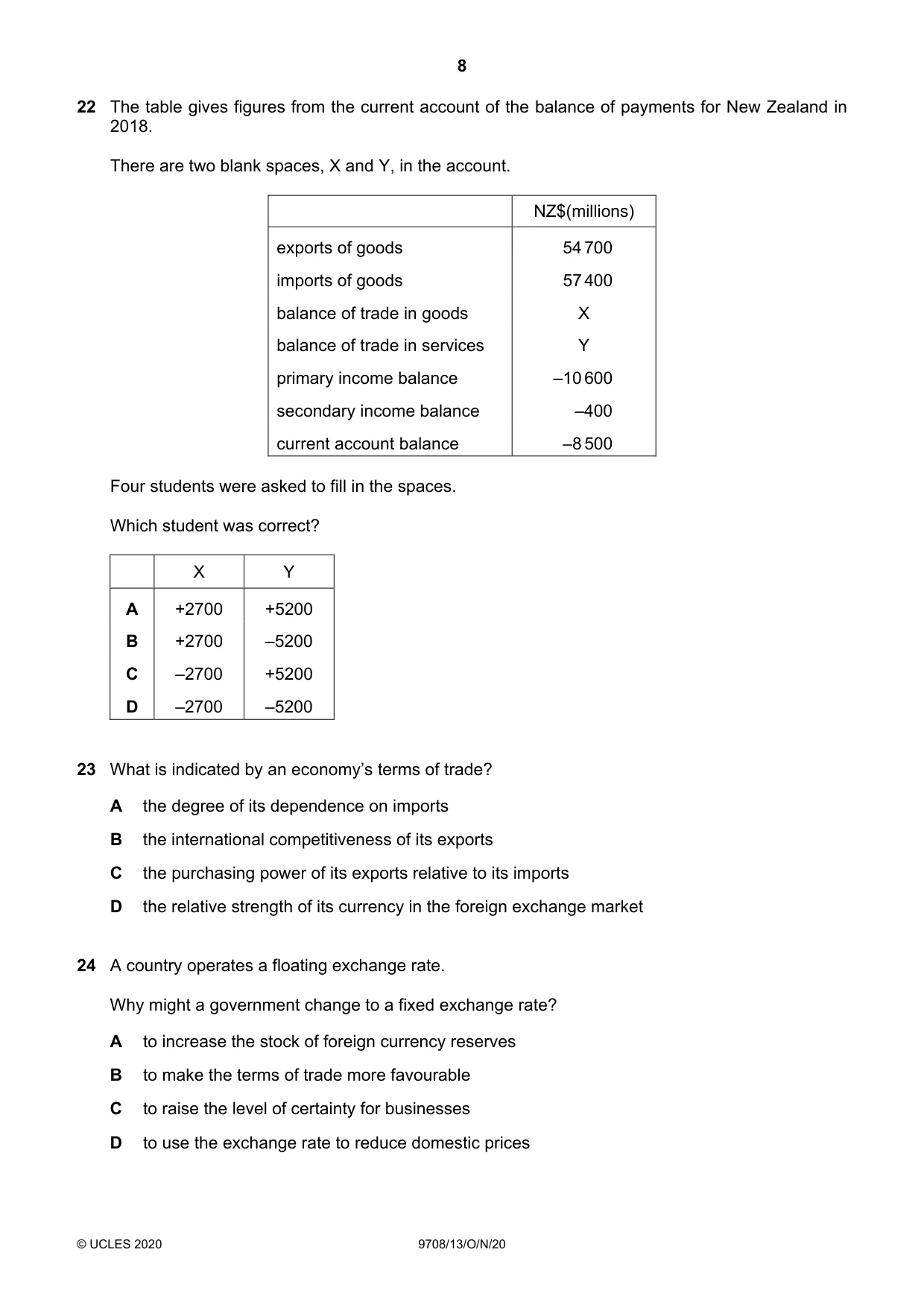 Cambridge A Level Economics 9708 2020 Oct/Nov Paper 1 · Variant 3 question paper, page 8 of 12