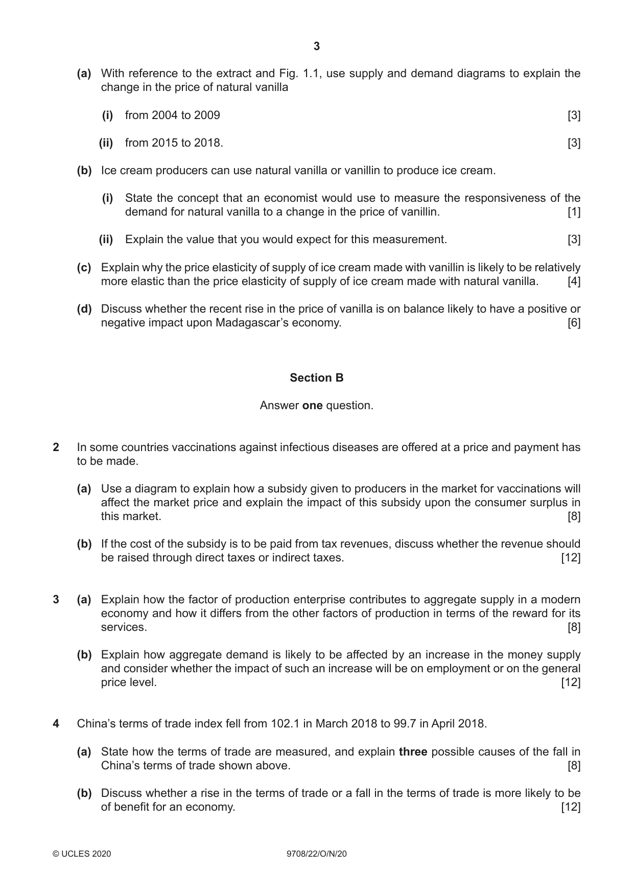 Cambridge A Level Economics 9708 2020 Oct/Nov Paper 2 · Variant 2 question paper, page 3 of 4